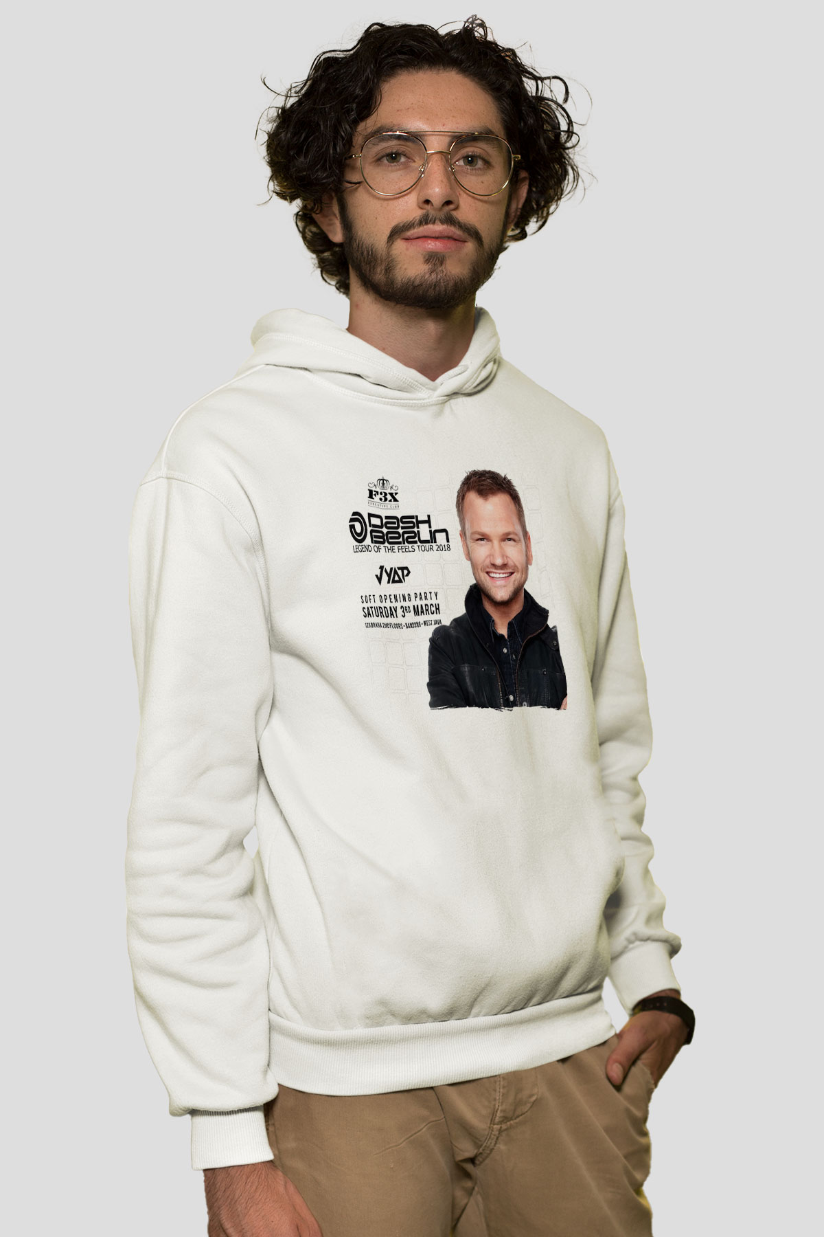 Dash Berlin Beyaz Unisex Kapüşonlu Sweatshirt