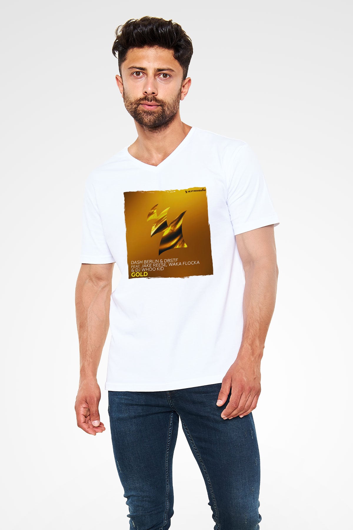 Dash Berlin Beyaz Unisex V Yaka Tişört
