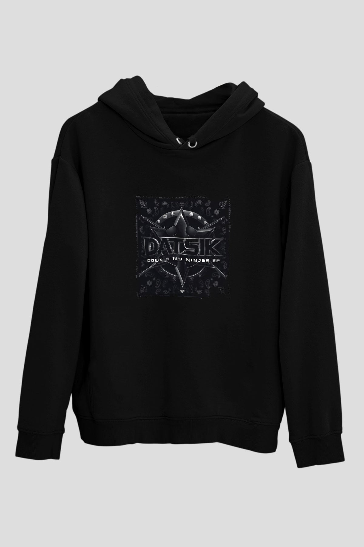 Datsik Baskılı Unisex Siyah Hoodie