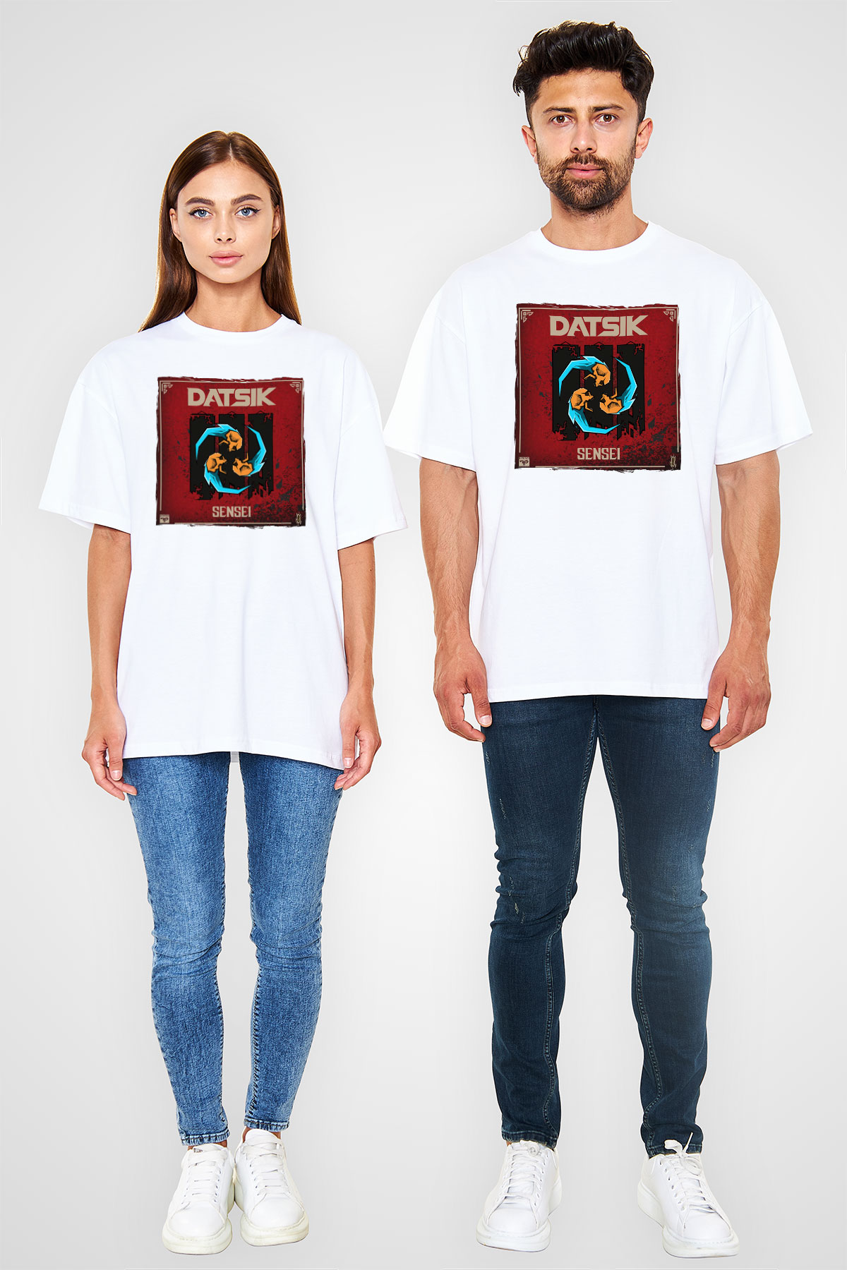 Datsik Beyaz Oversize Tişört Oversize T-shirt - TişörtFabrikası