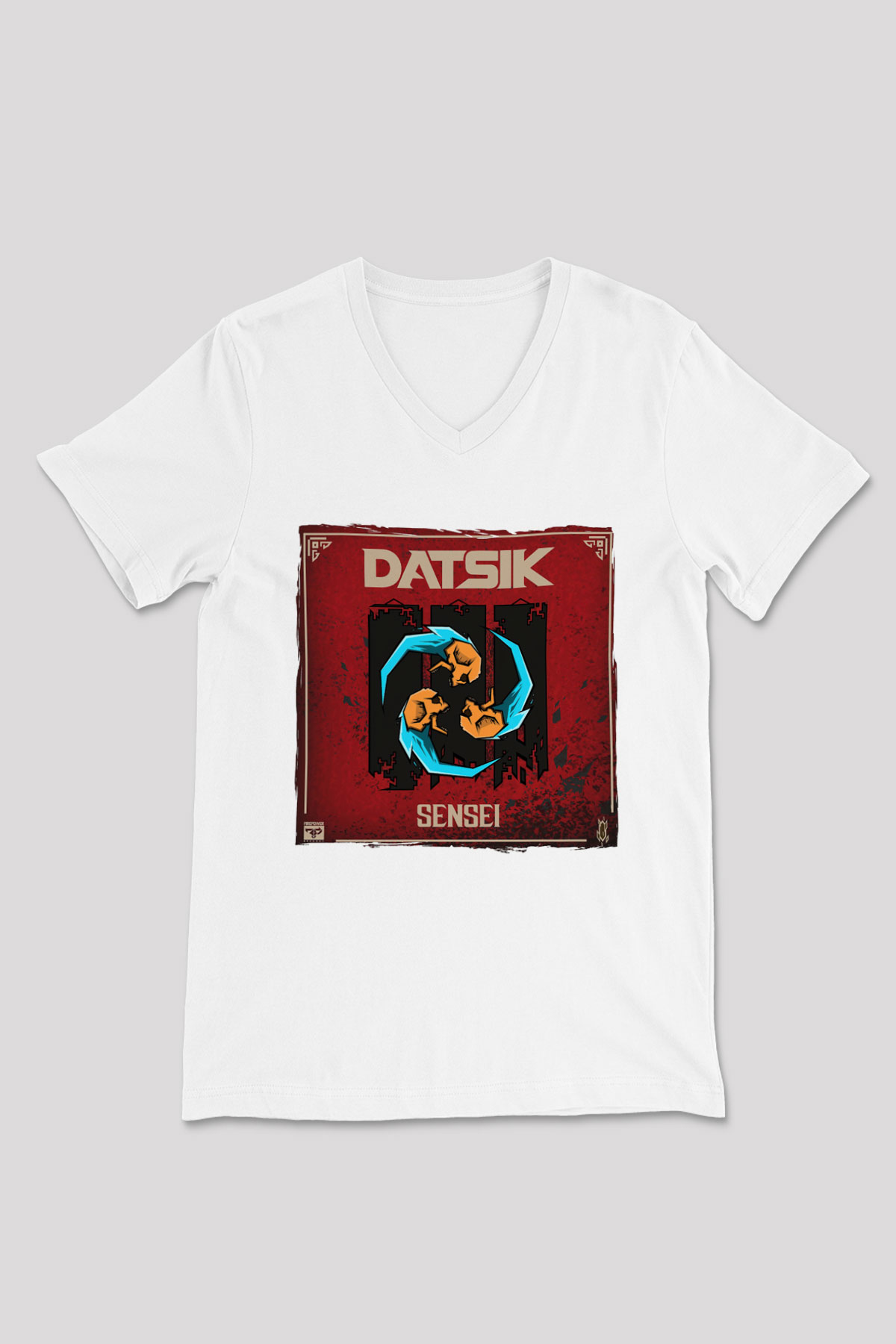 Datsik Beyaz Unisex V Yaka Tişört
