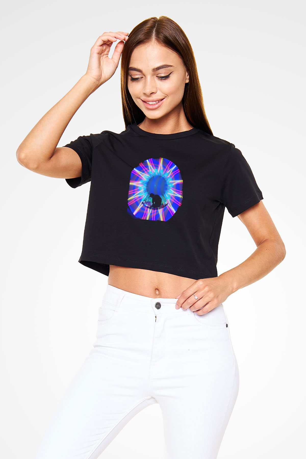 Datsik Siyah  Crop Top Tişört