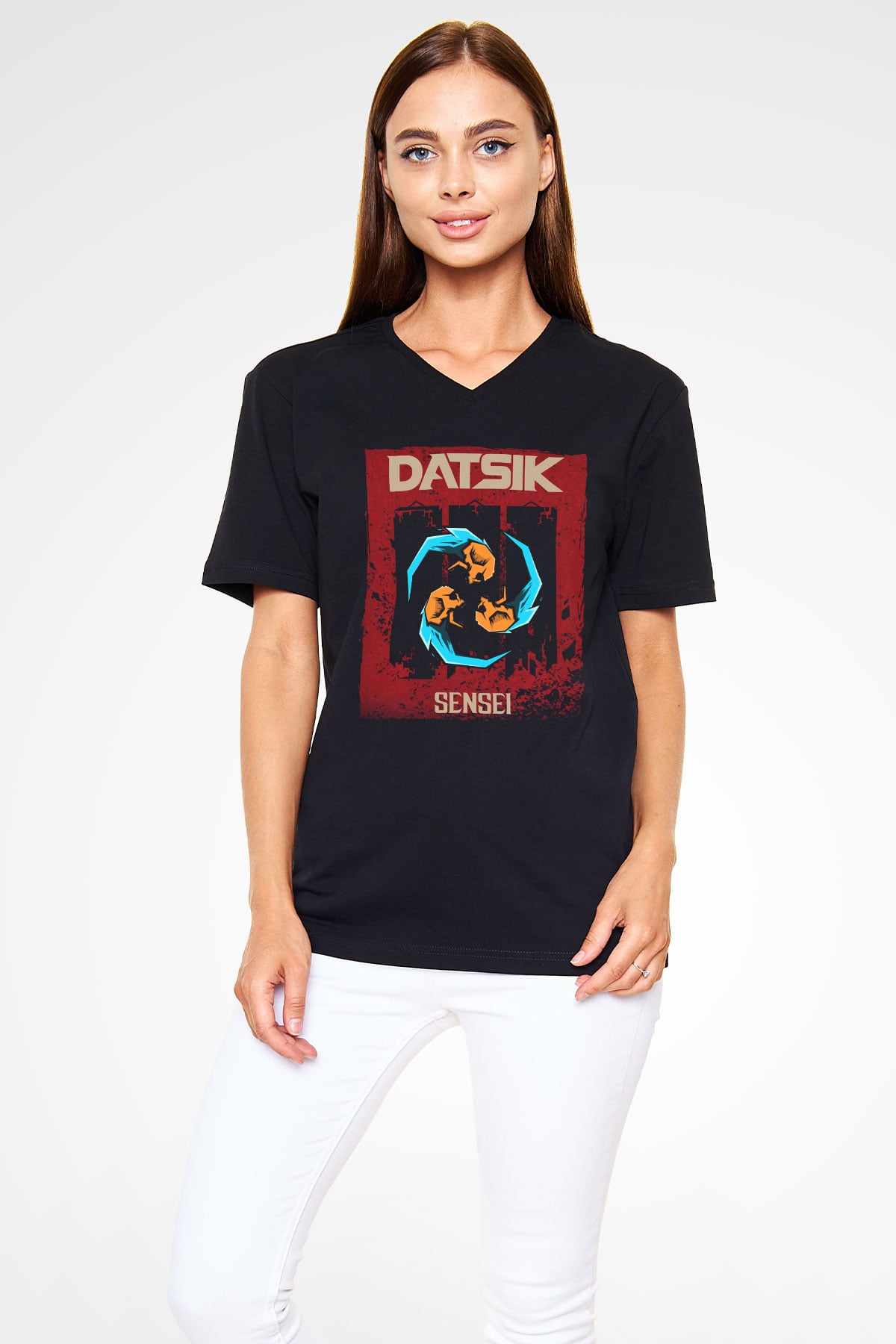 Datsik Siyah Unisex V Yaka Tişört