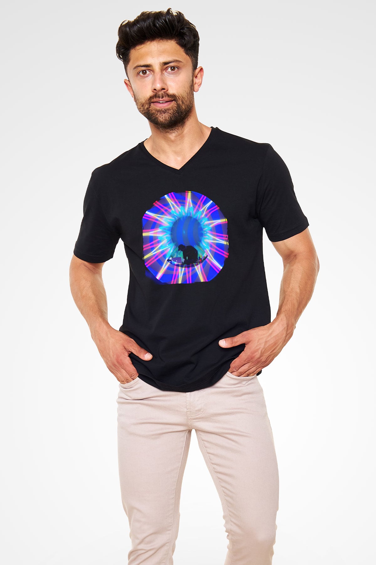 Datsik Siyah Unisex V Yaka Tişört