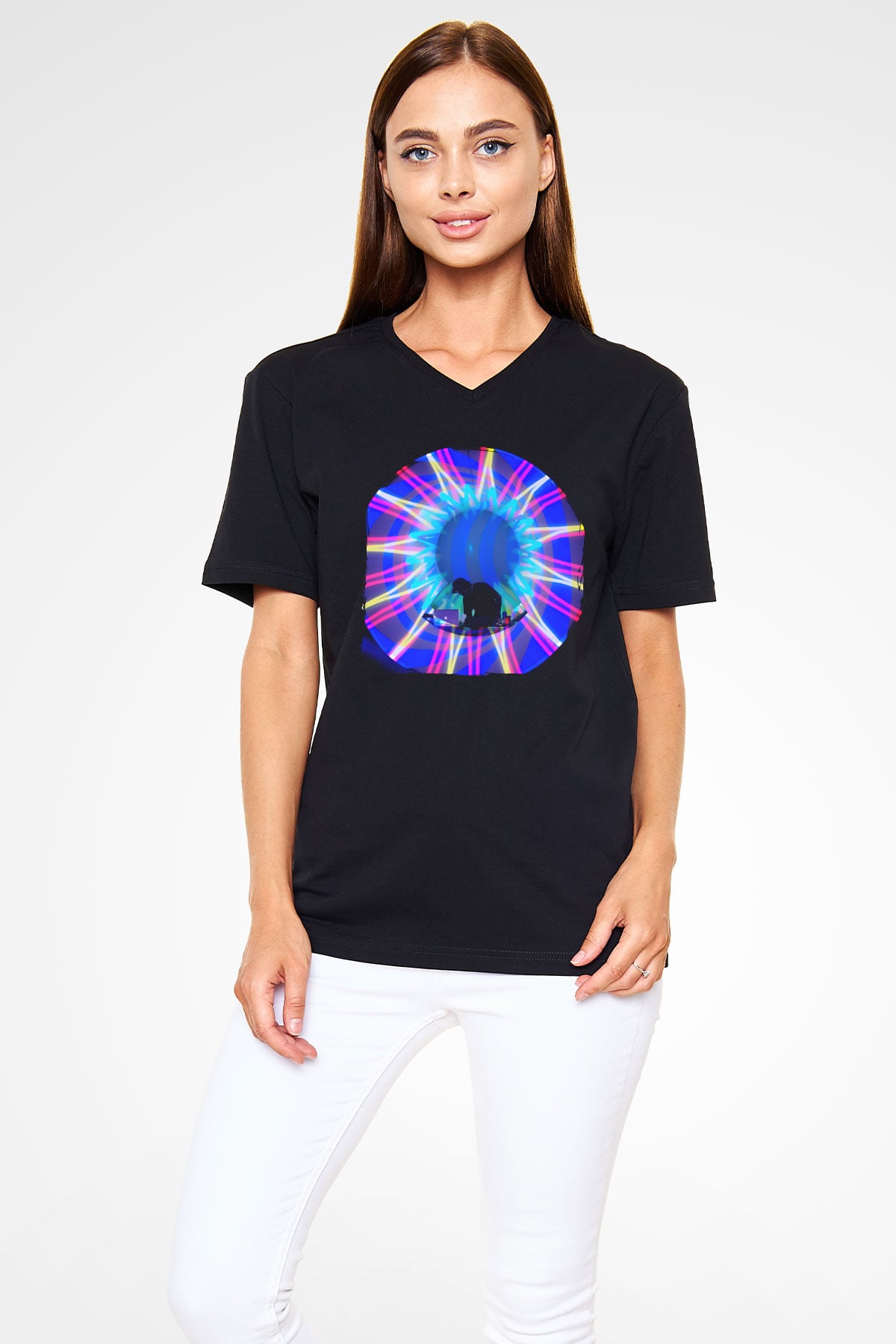 Datsik Siyah Unisex V Yaka Tişört