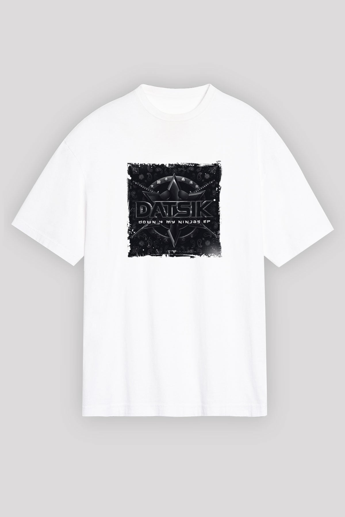 DatsikBaskılı Beyaz Oversize Tişört