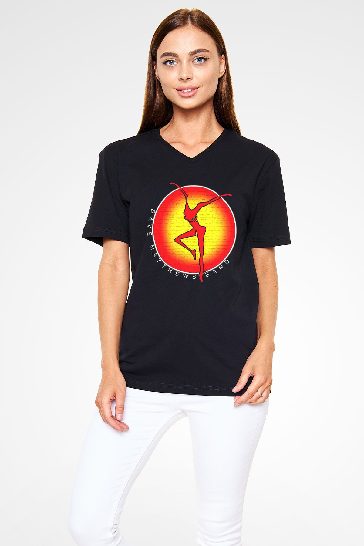 Dave Matthews Band Siyah Unisex V Yaka Tişört T-Shirt