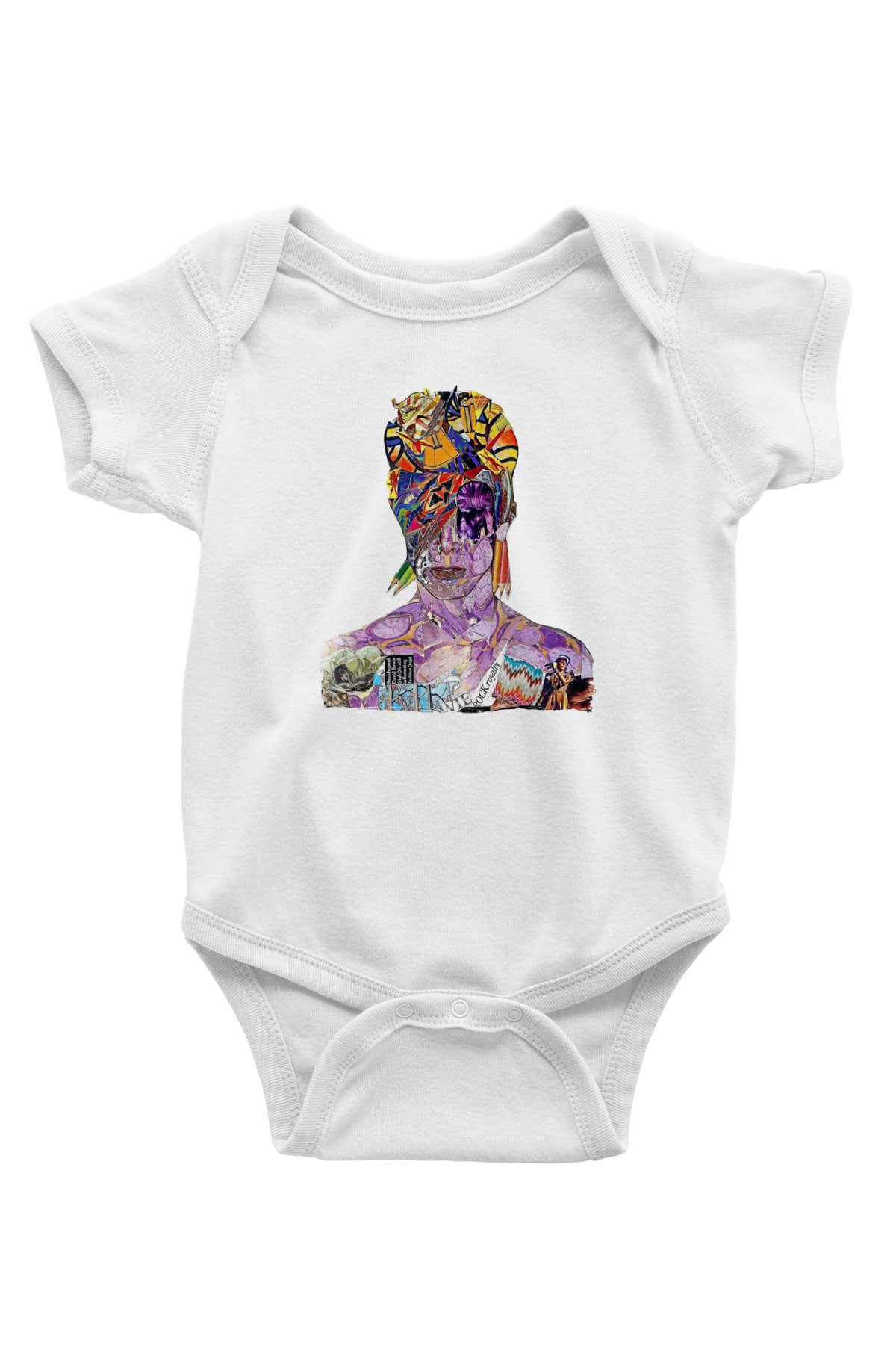 David Bowie Baskılı Beyaz Unisex Bebek Body - Zıbın