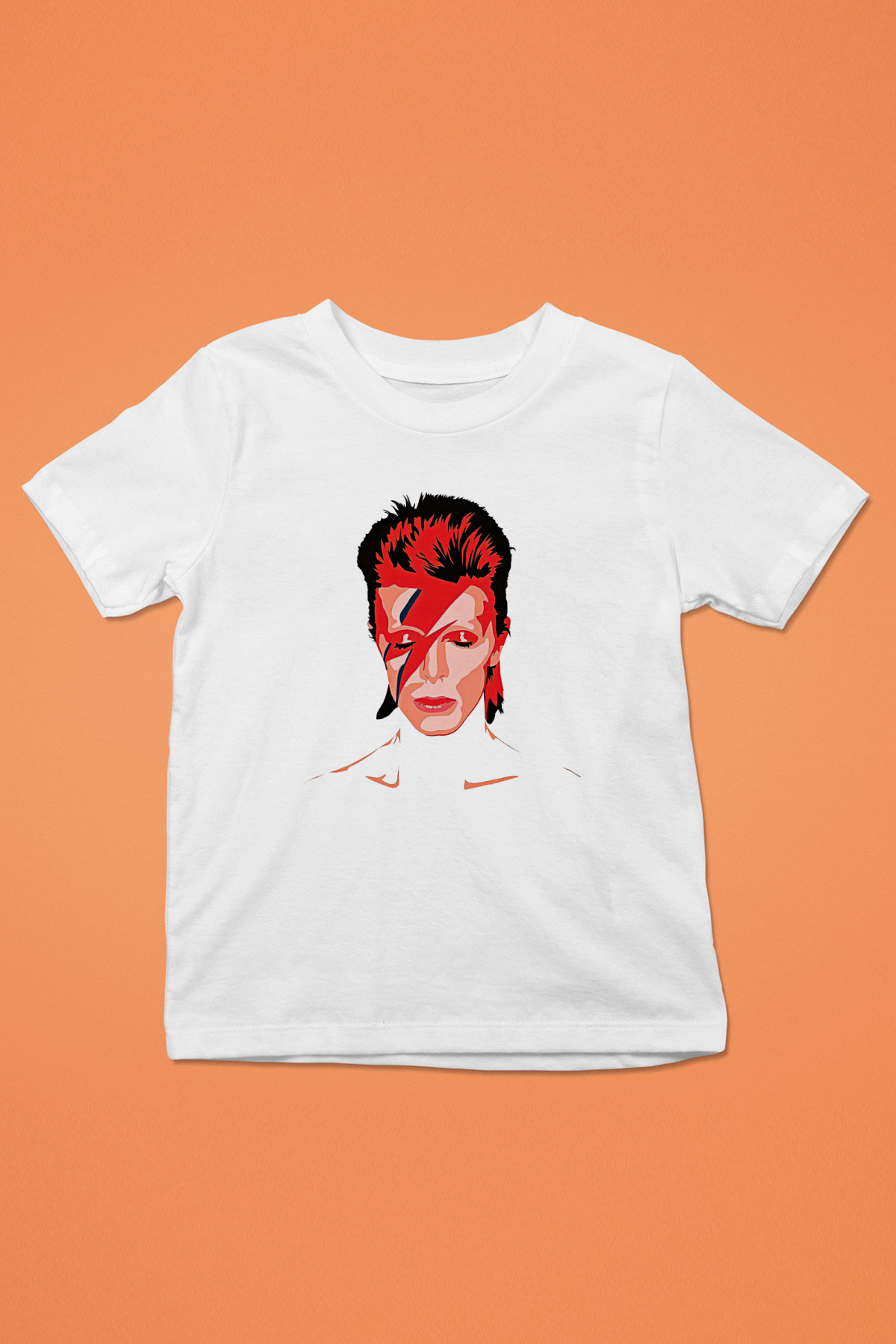 David Bowie Baskılı Beyaz Unisex Beyaz Çocuk Tişört - Tshirt