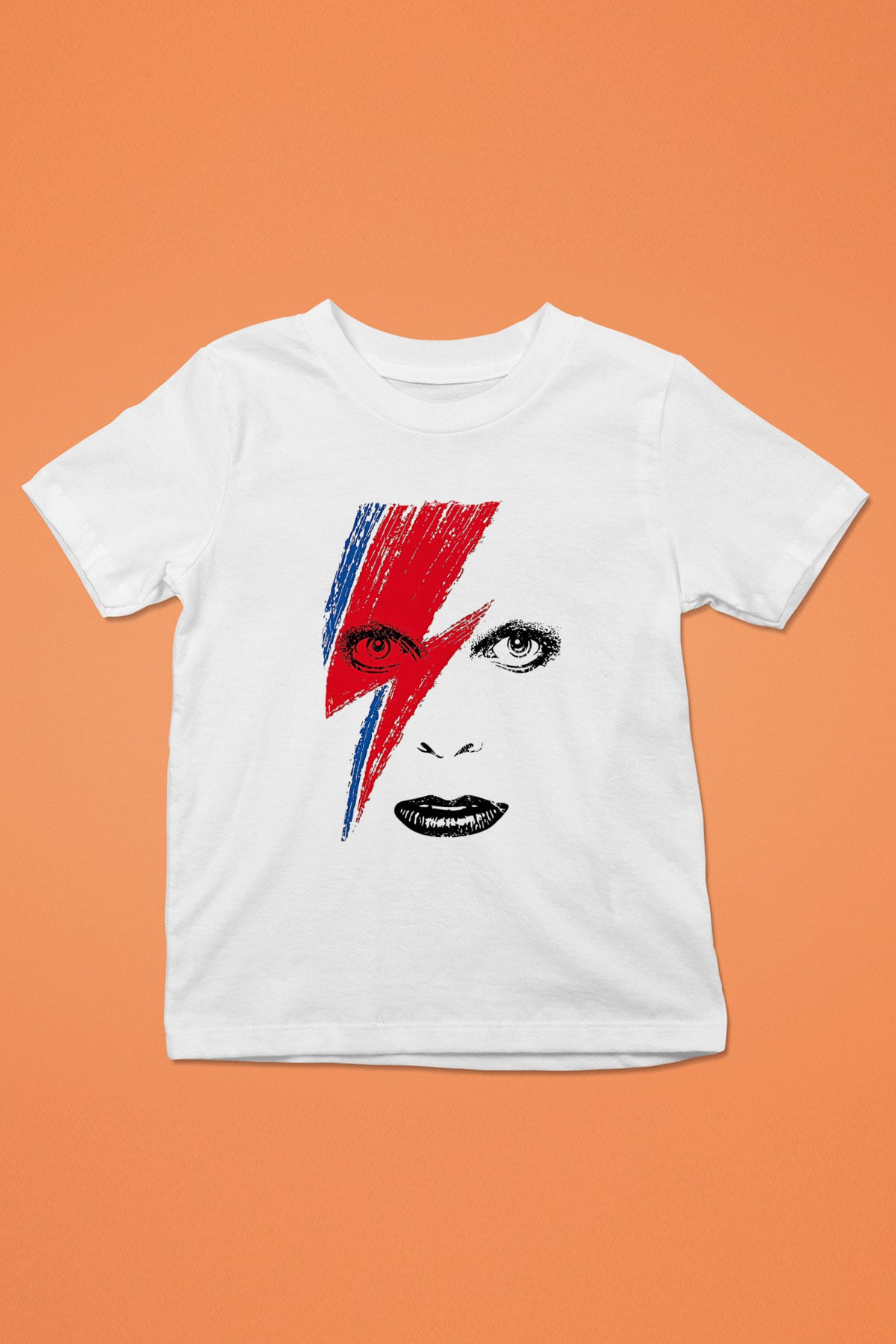 David Bowie Baskılı Beyaz Unisex Beyaz Çocuk Tişört - Tshirt