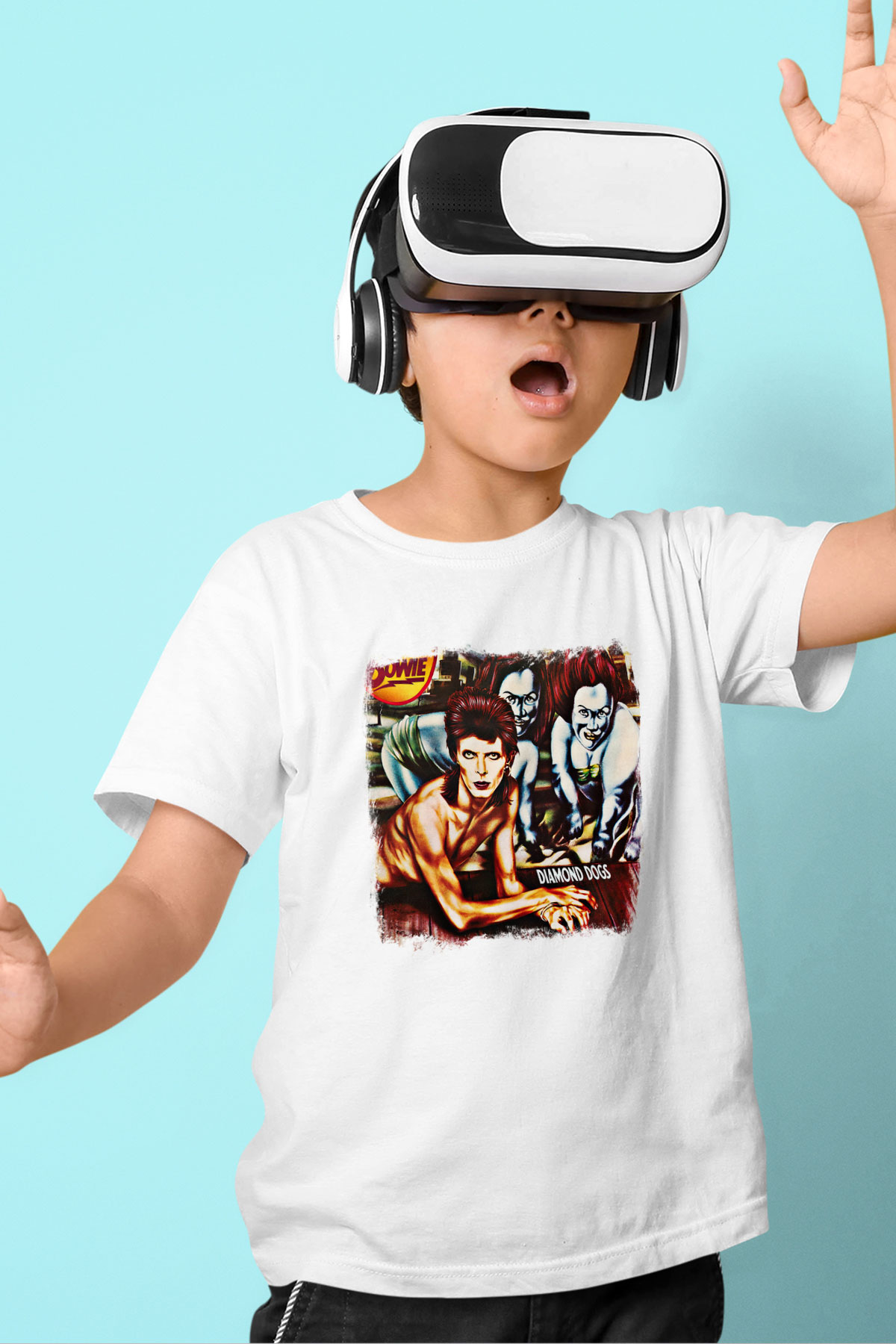 David Bowie Baskılı Unisex Beyaz Çocuk Tişört