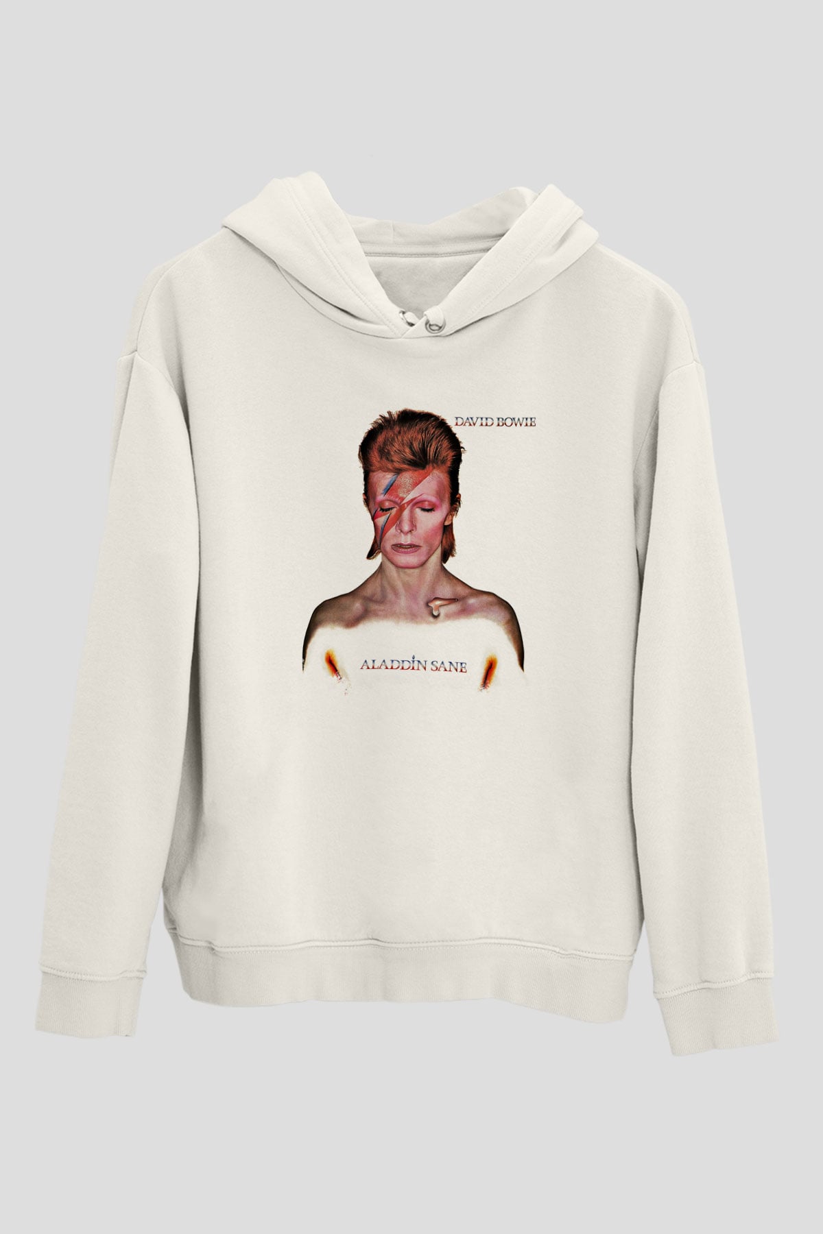 David Bowie Baskılı Unisex Beyaz Hoodie