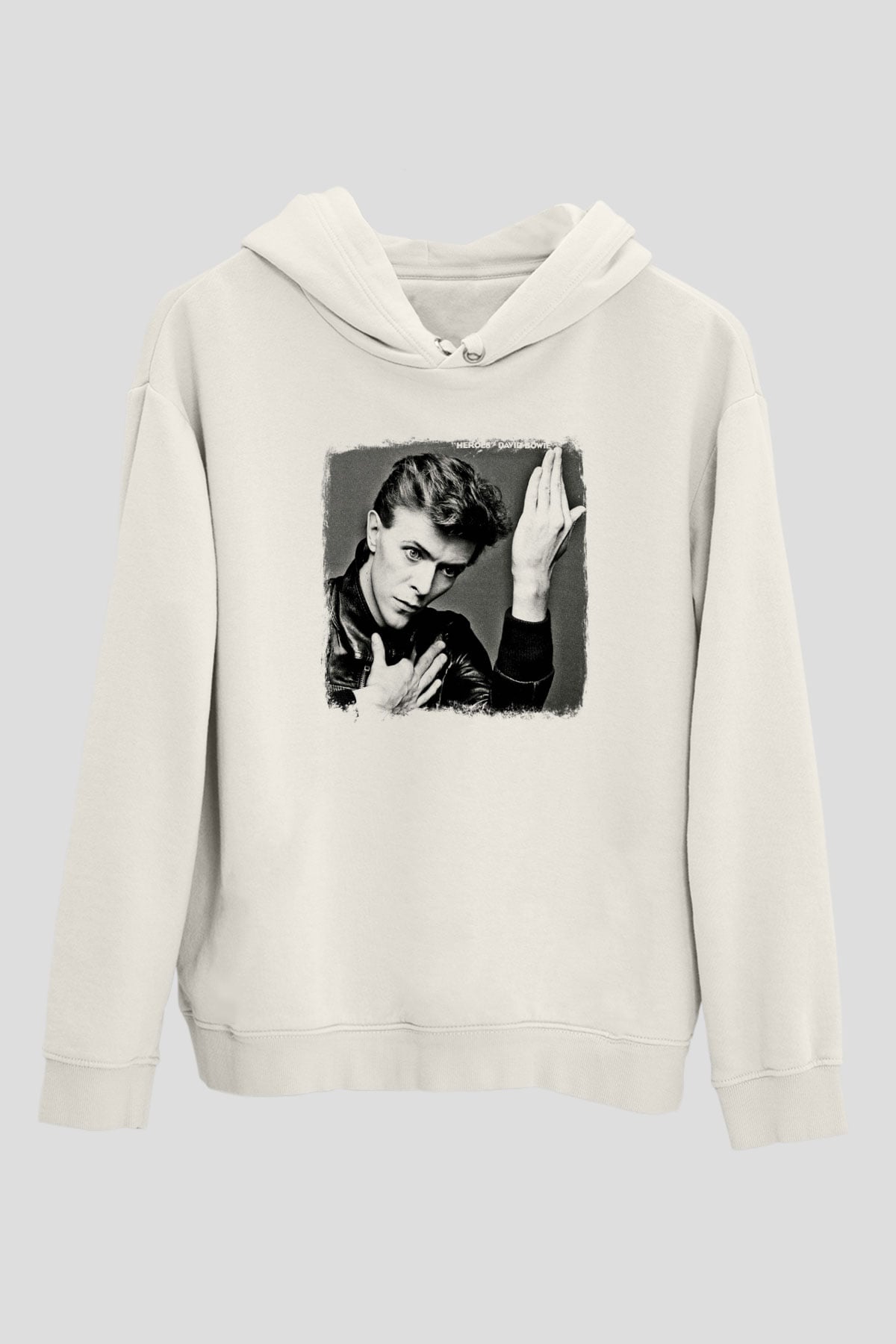 David Bowie Baskılı Unisex Beyaz Hoodie