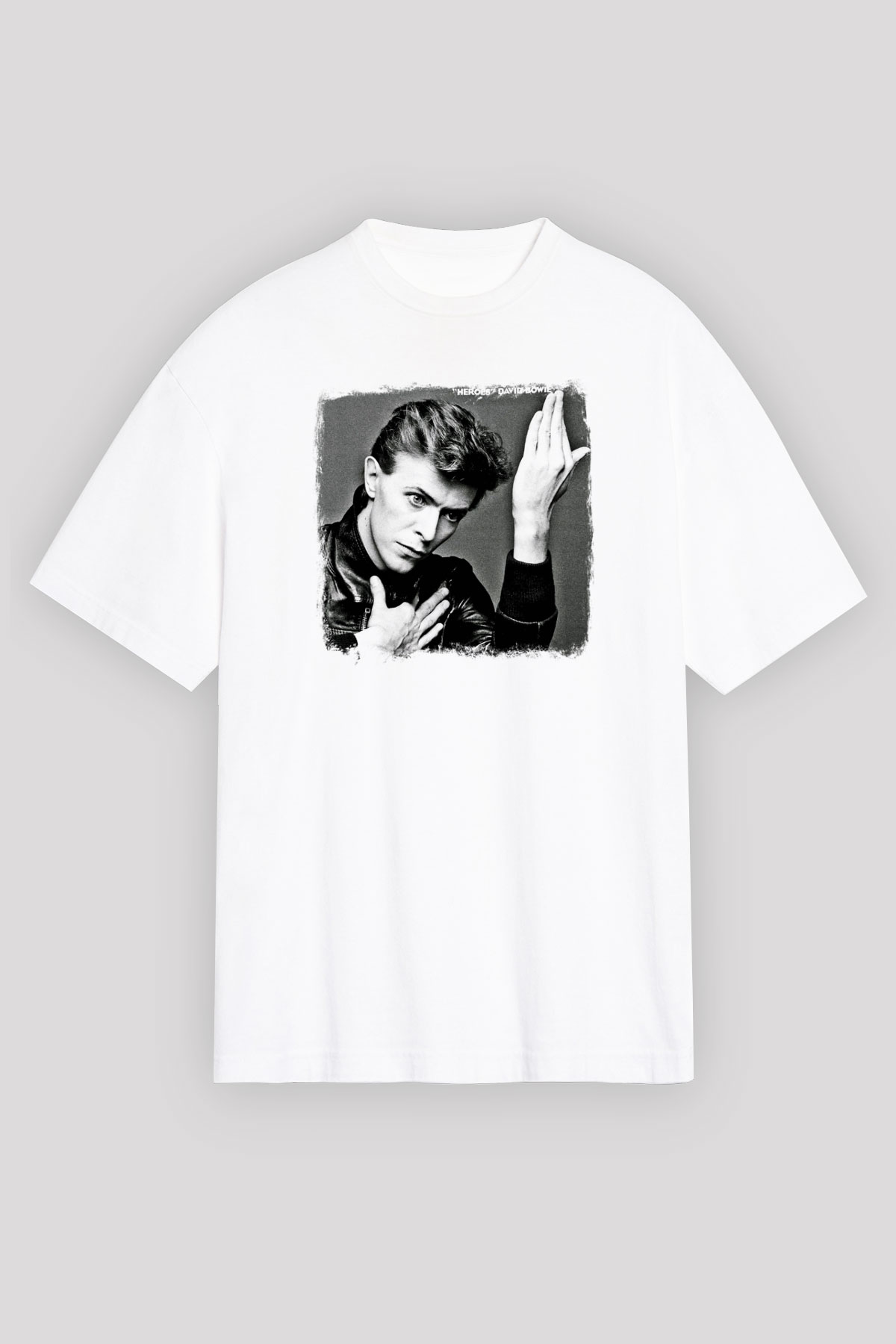 David Bowie Baskılı Unisex Beyaz Oversize Tişört