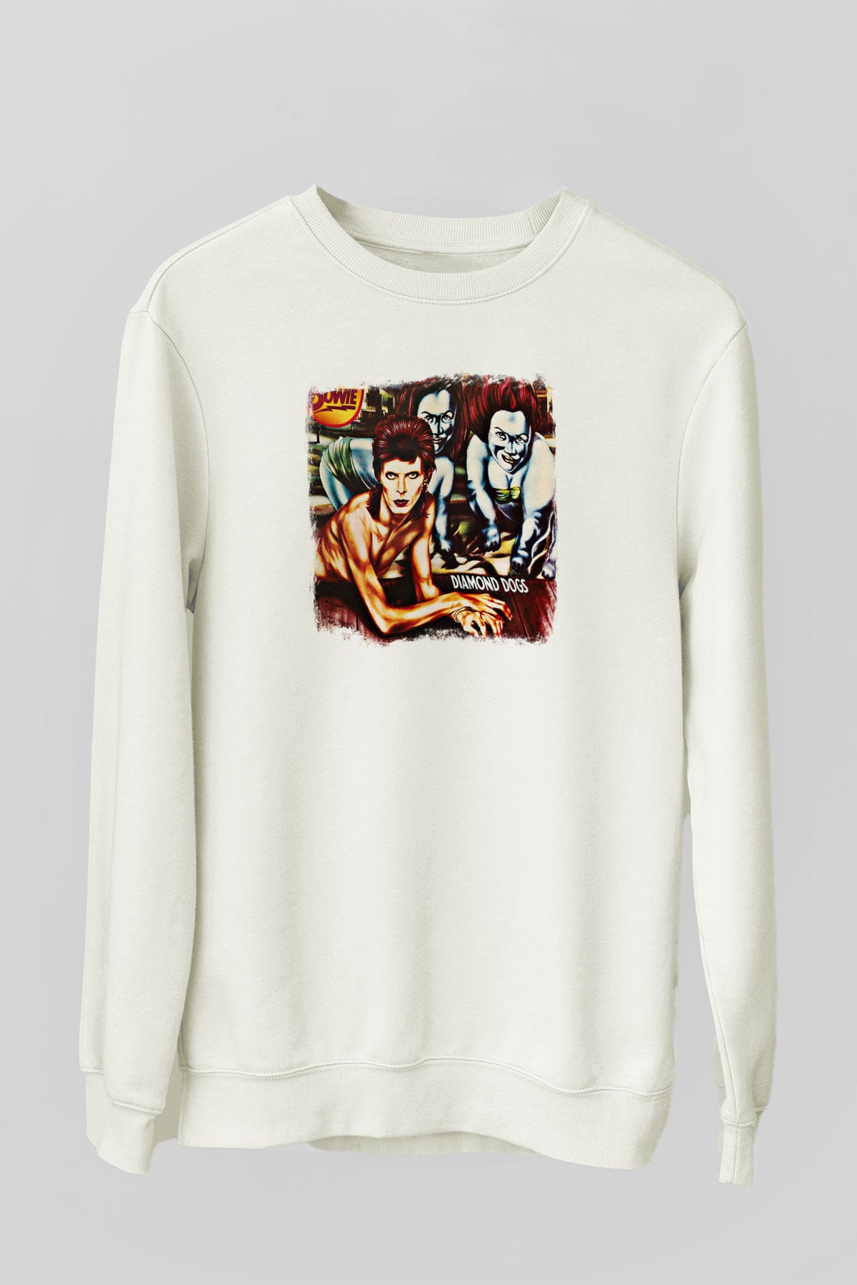 David Bowie Baskılı Unisex Beyaz Sweatshirt
