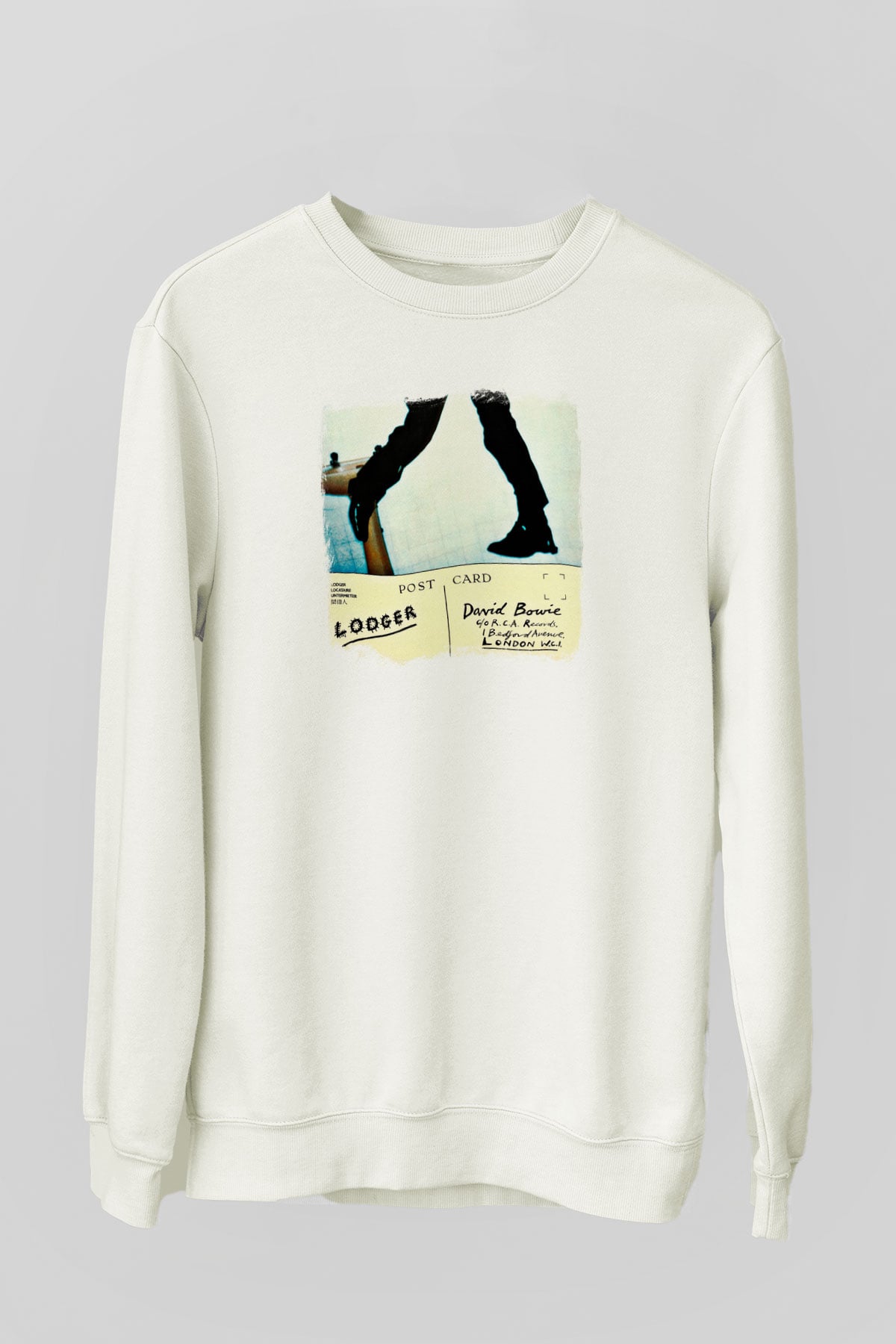David Bowie Baskılı Unisex Beyaz Sweatshirt