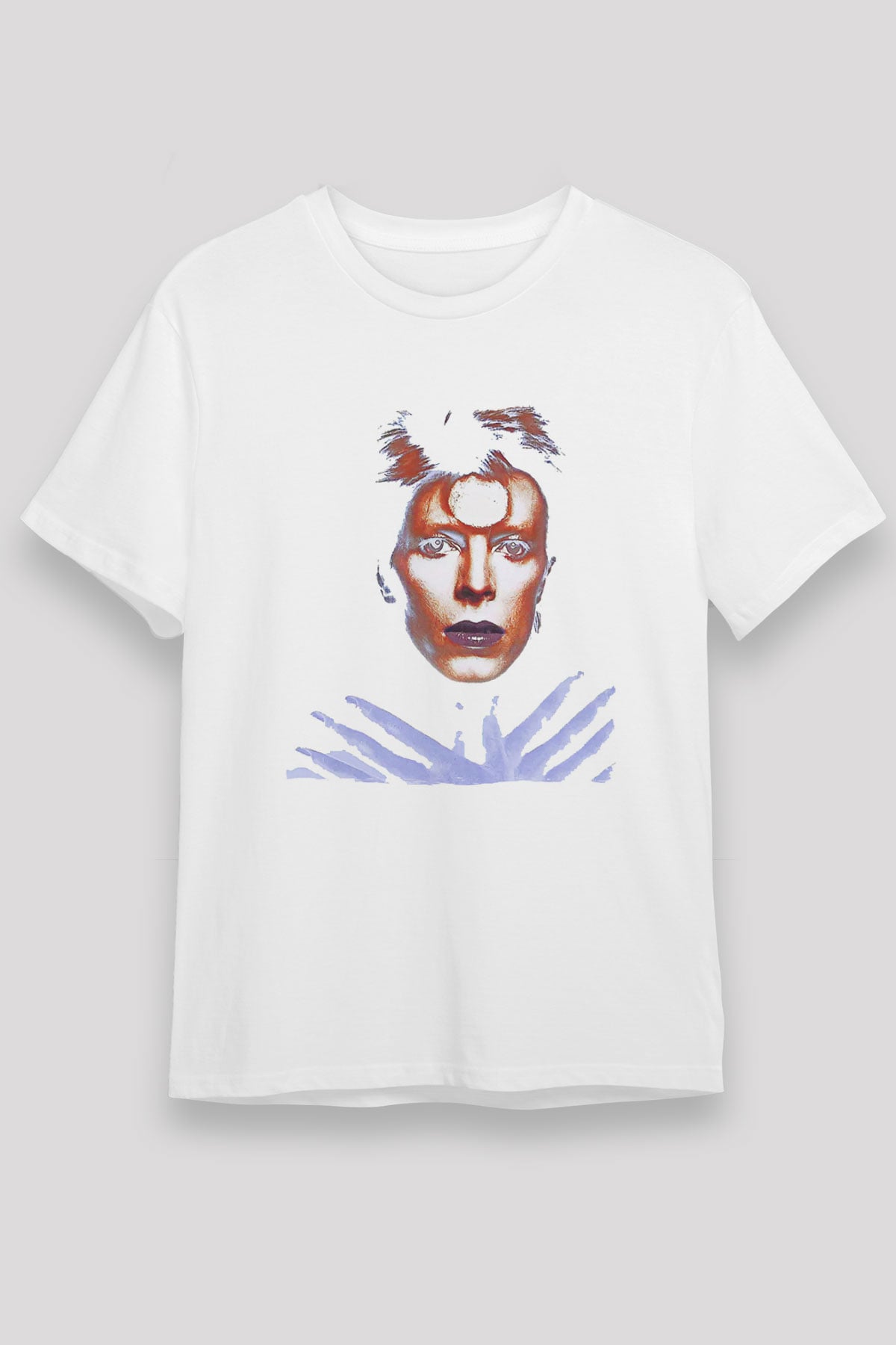 David Bowie Baskılı Unisex Beyaz Tişört - Tshirt