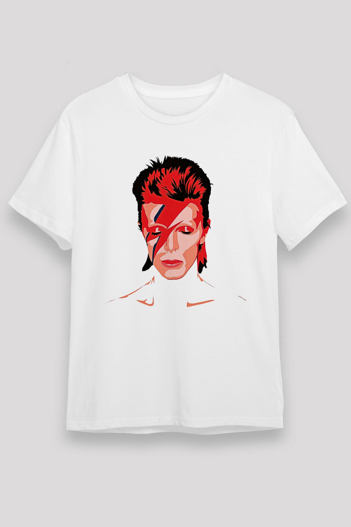 David Bowie Baskılı Unisex Beyaz Tişört - Tshirt
