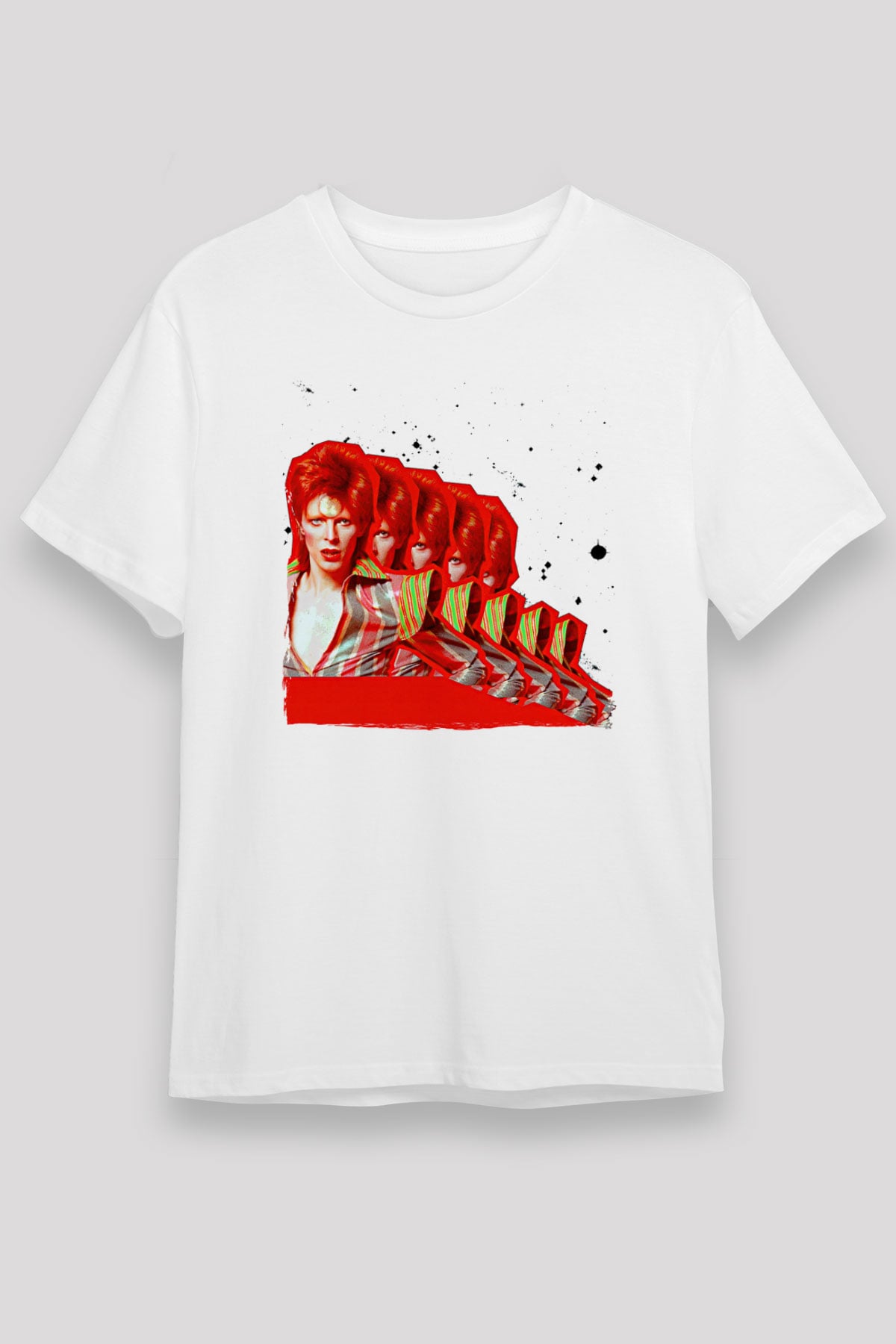 David Bowie Baskılı Unisex Beyaz Tişört - Tshirt