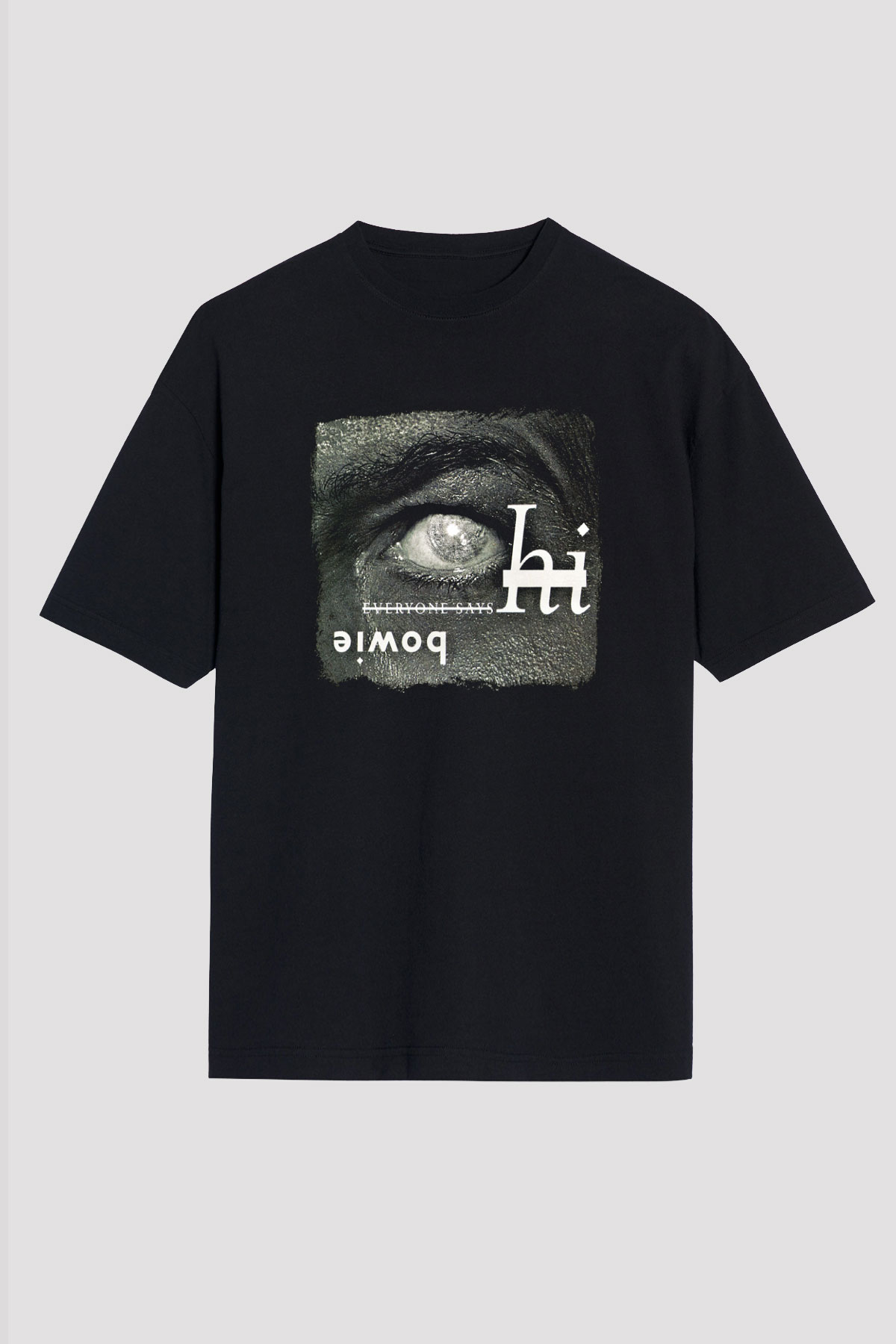 David Bowie Baskılı Unisex Siyah Oversize Tişört