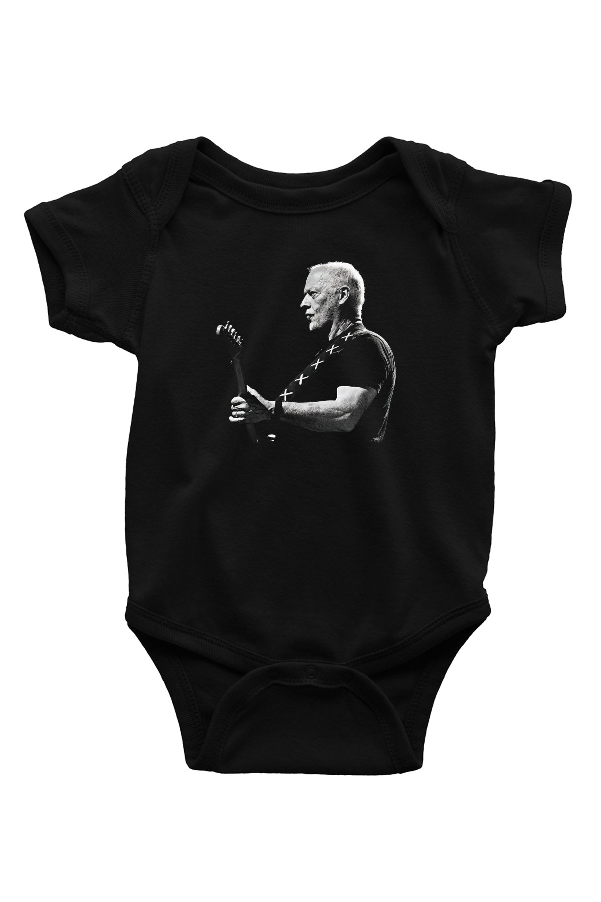 David Gilmour Baskılı Unisex Siyah Bebek Body - Zıbın
