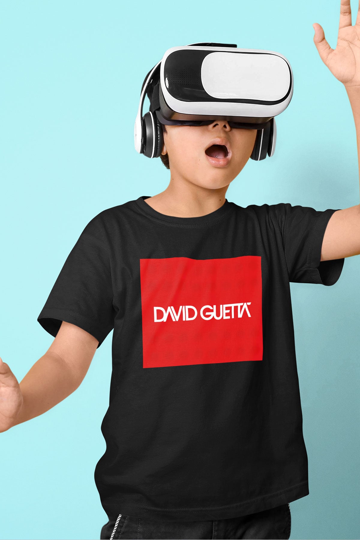 David Guetta Baskılı Siyah Unisex Çocuk Tişört