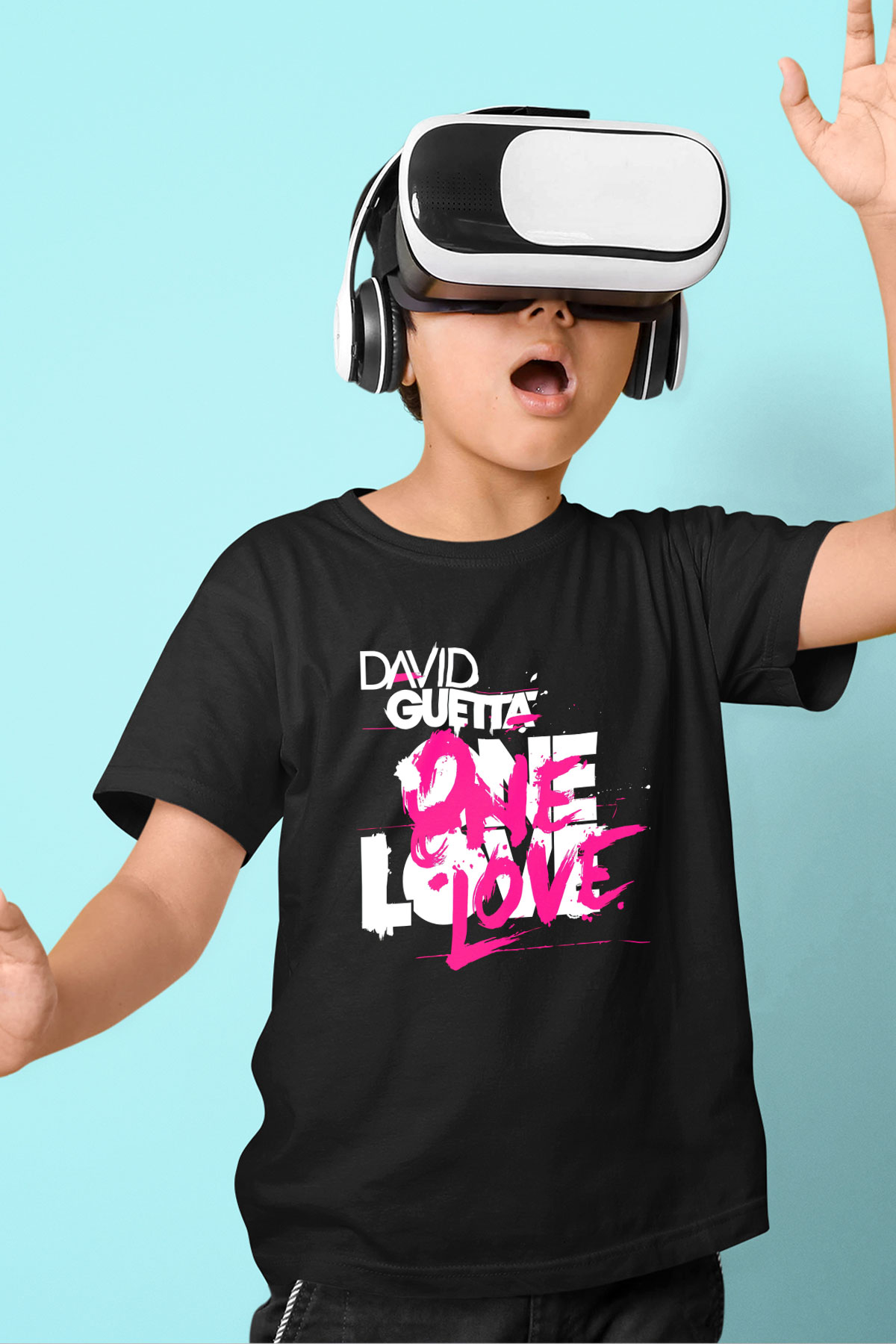 David Guetta Baskılı Siyah Unisex Çocuk Tişört