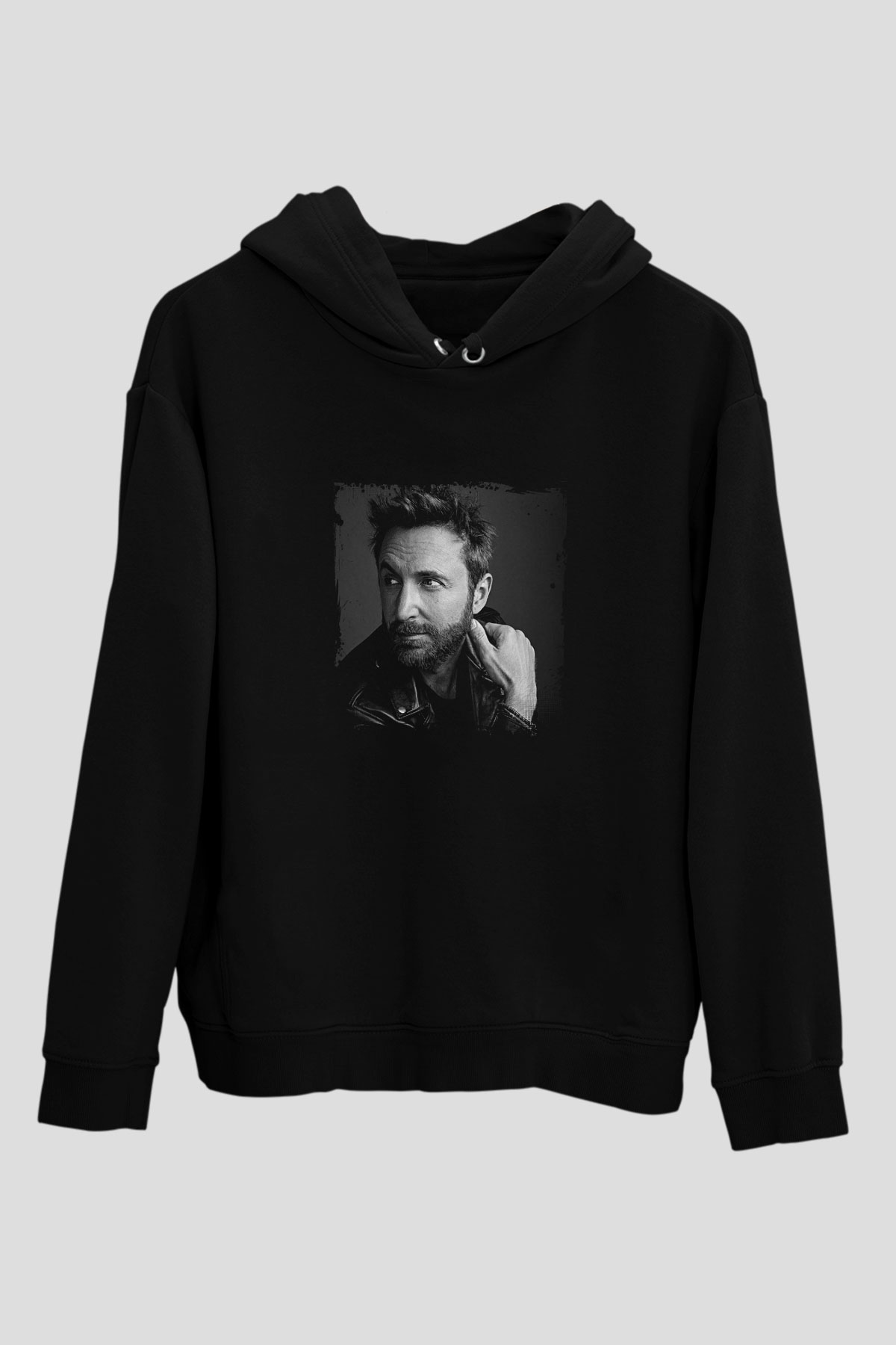 David Guetta Baskılı Unisex Siyah Hoodie