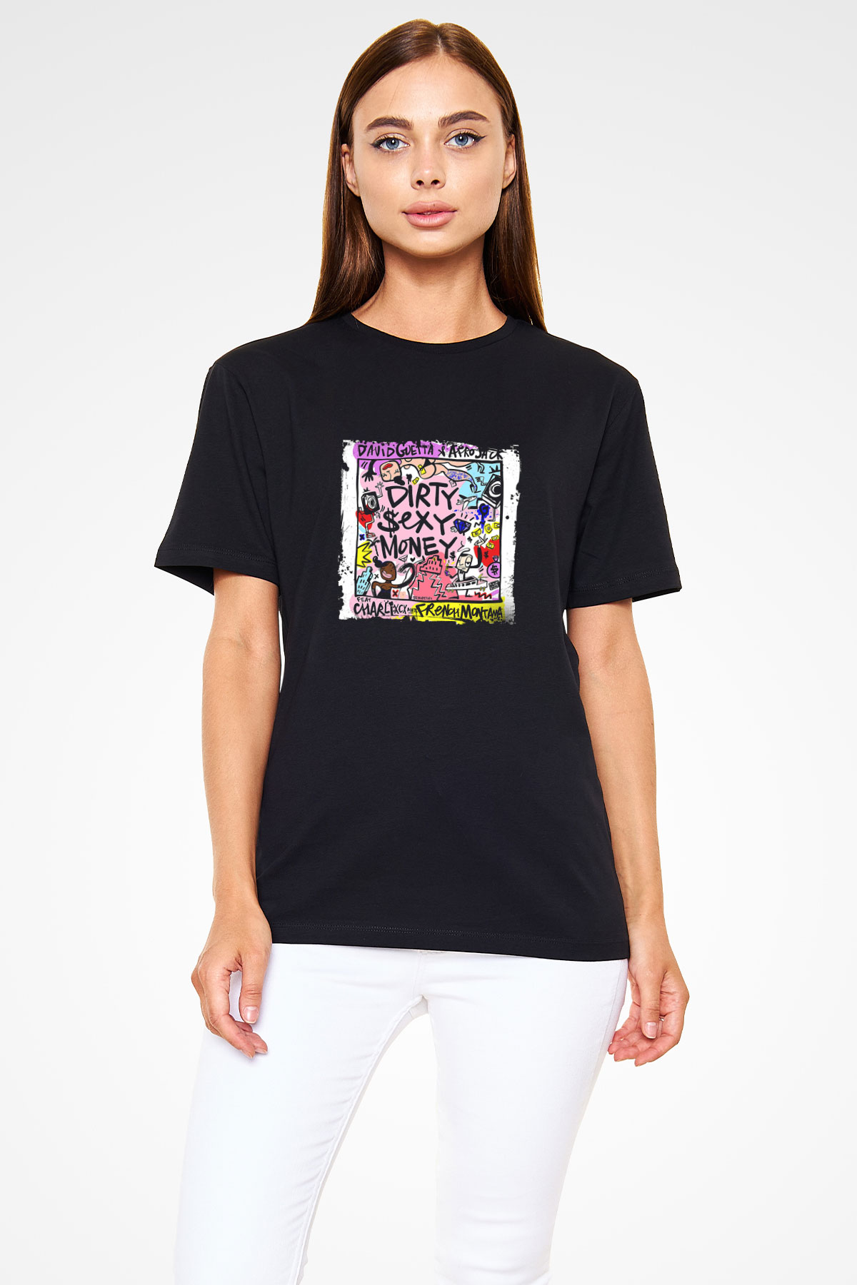 David Guetta Baskılı Unisex Siyah Tişört
