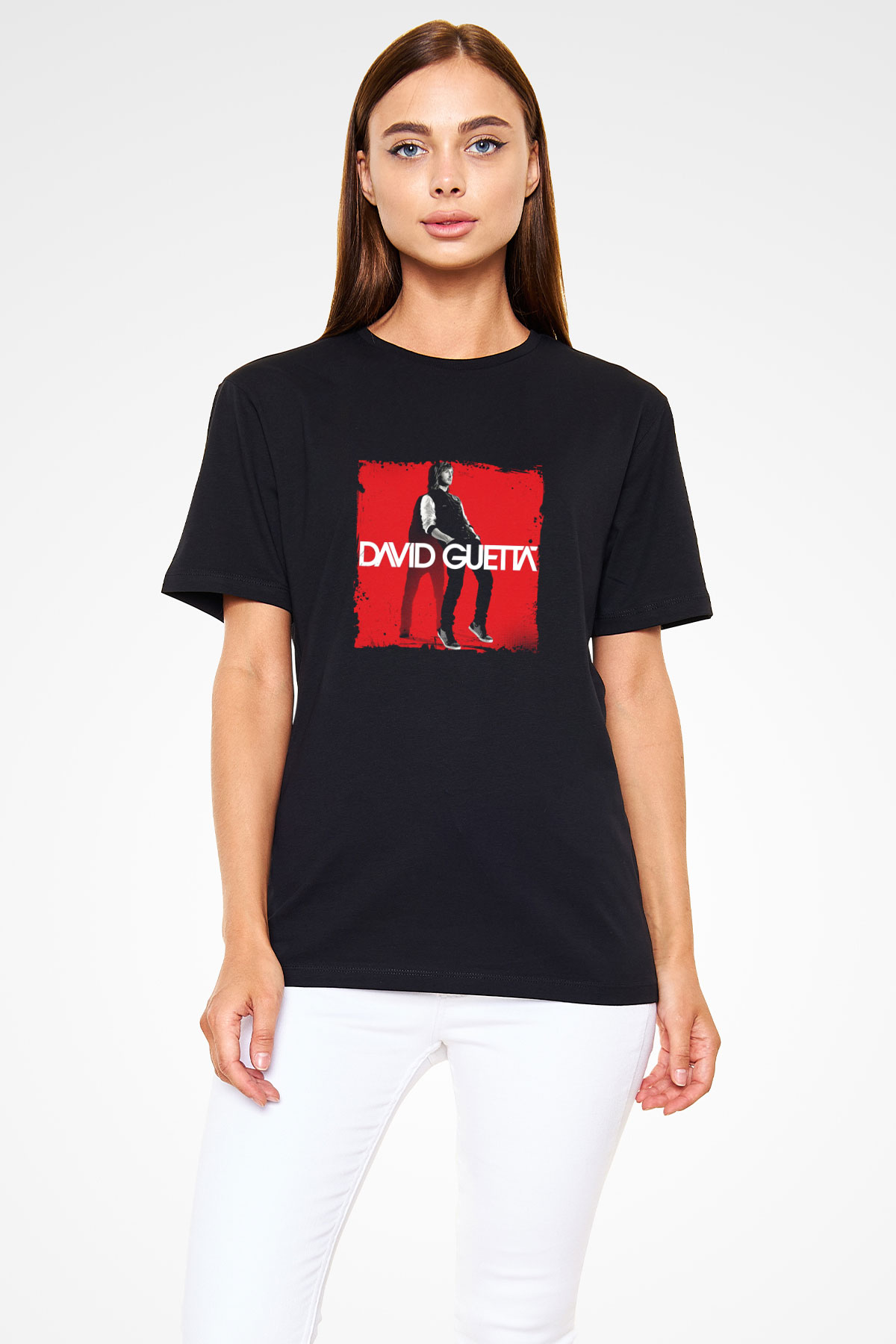 David Guetta Baskılı Unisex Siyah Tişört