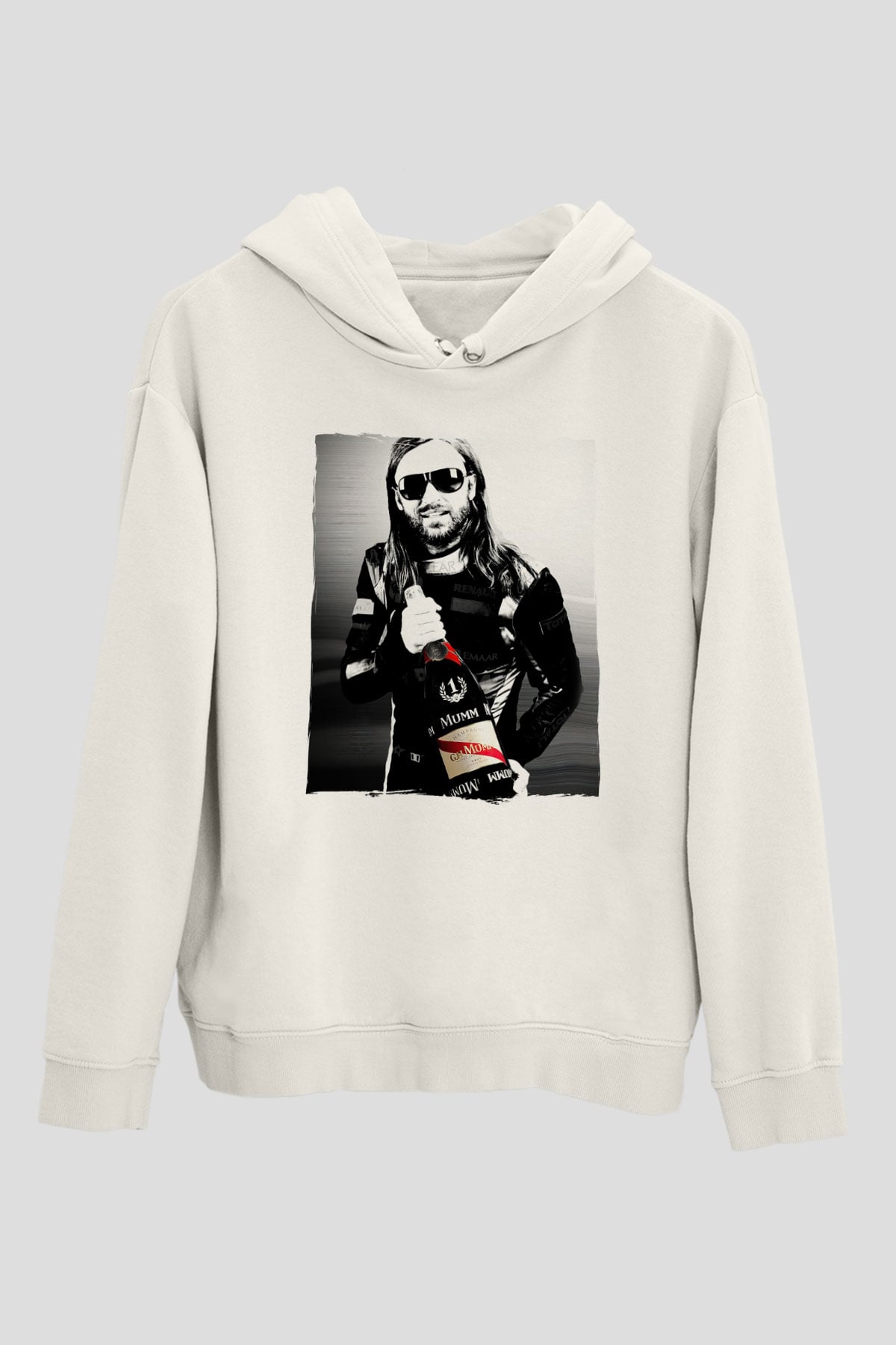 David Guetta Beyaz Unisex Kapüşonlu Sweatshirt