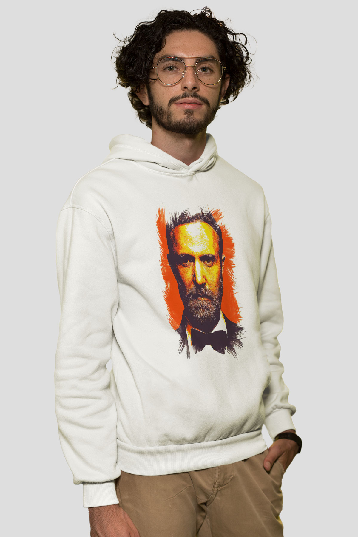 David Guetta Beyaz Unisex Kapüşonlu Sweatshirt