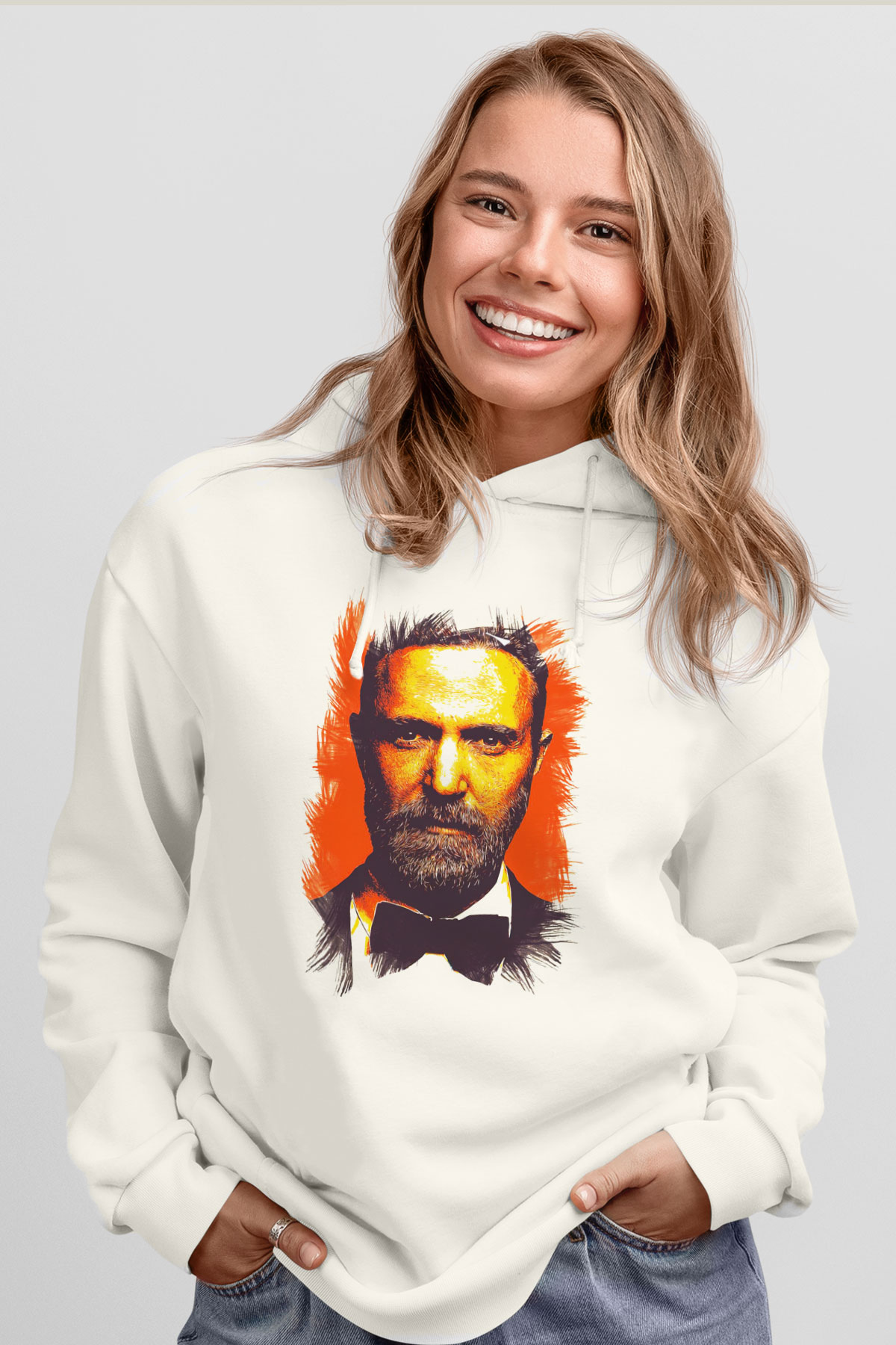 David Guetta Beyaz Unisex Kapüşonlu Sweatshirt