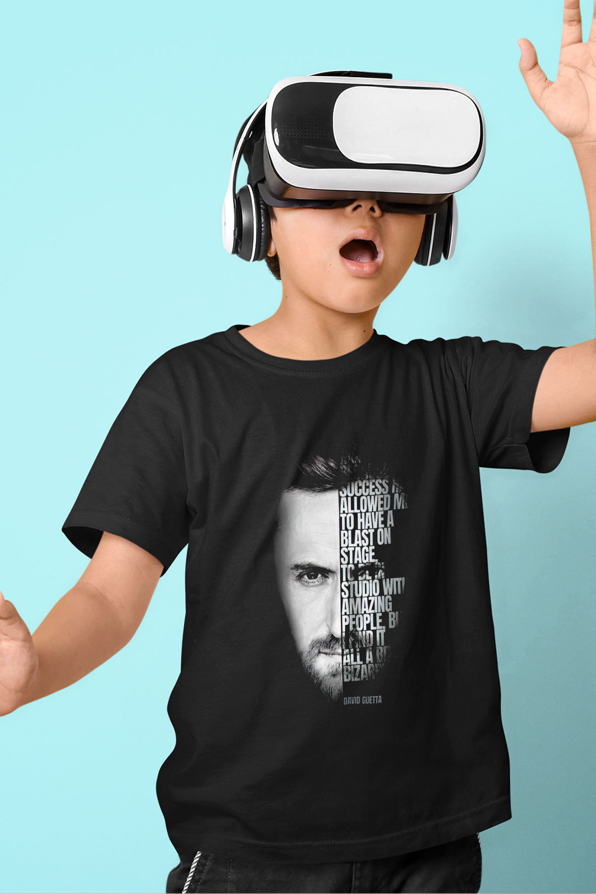 David Guetta Siyah Unisex Çocuk Tişört