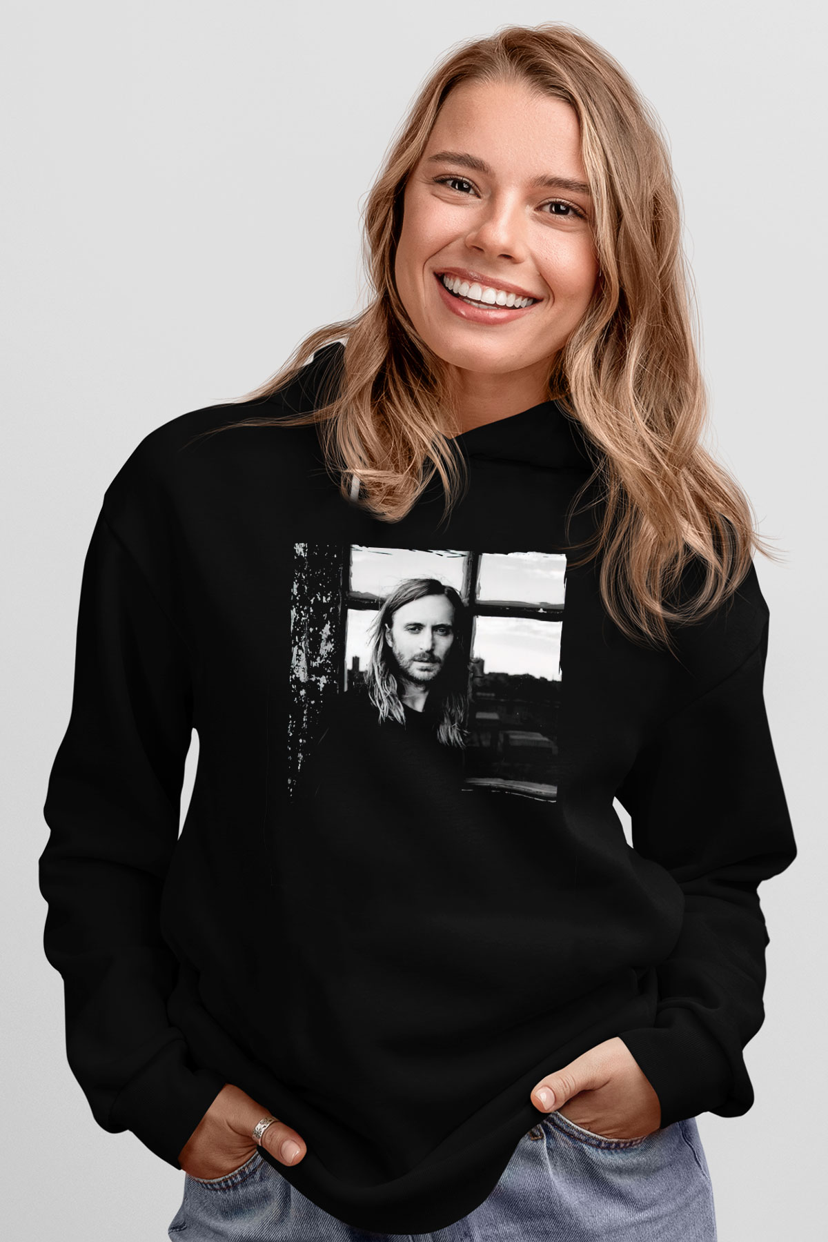 David Guetta Siyah Unisex Kapüşonlu Sweatshirt