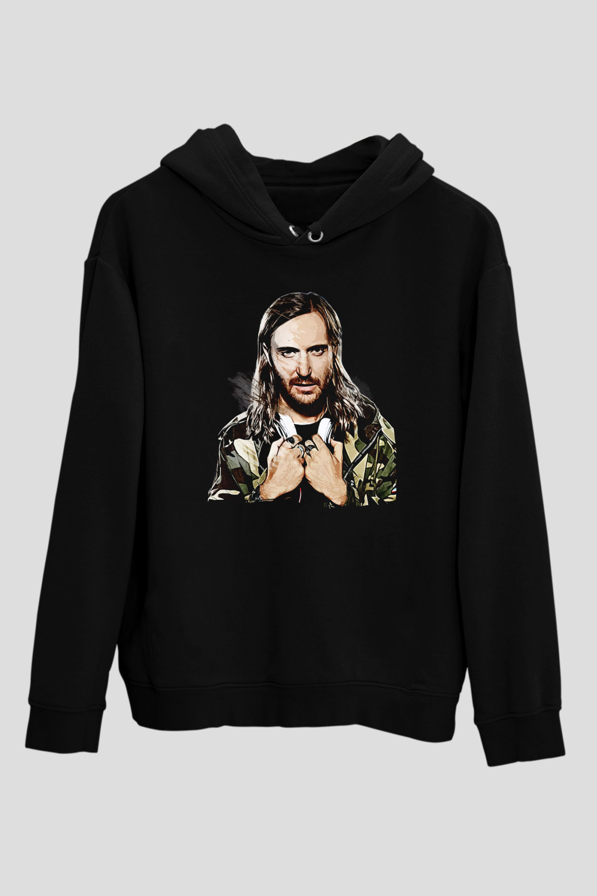 David Guetta Siyah Unisex Kapüşonlu Sweatshirt