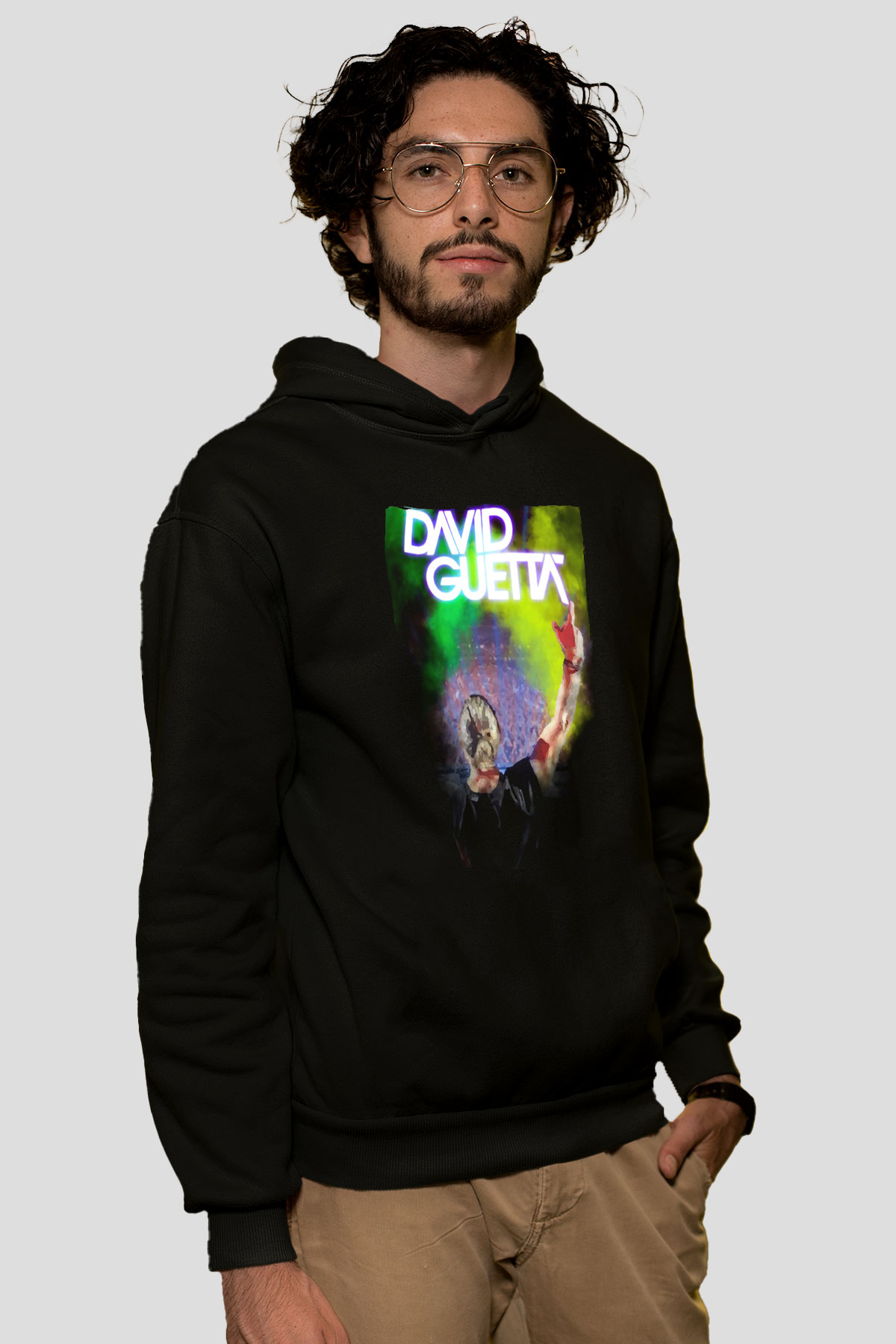 David Guetta Siyah Unisex Kapüşonlu Sweatshirt