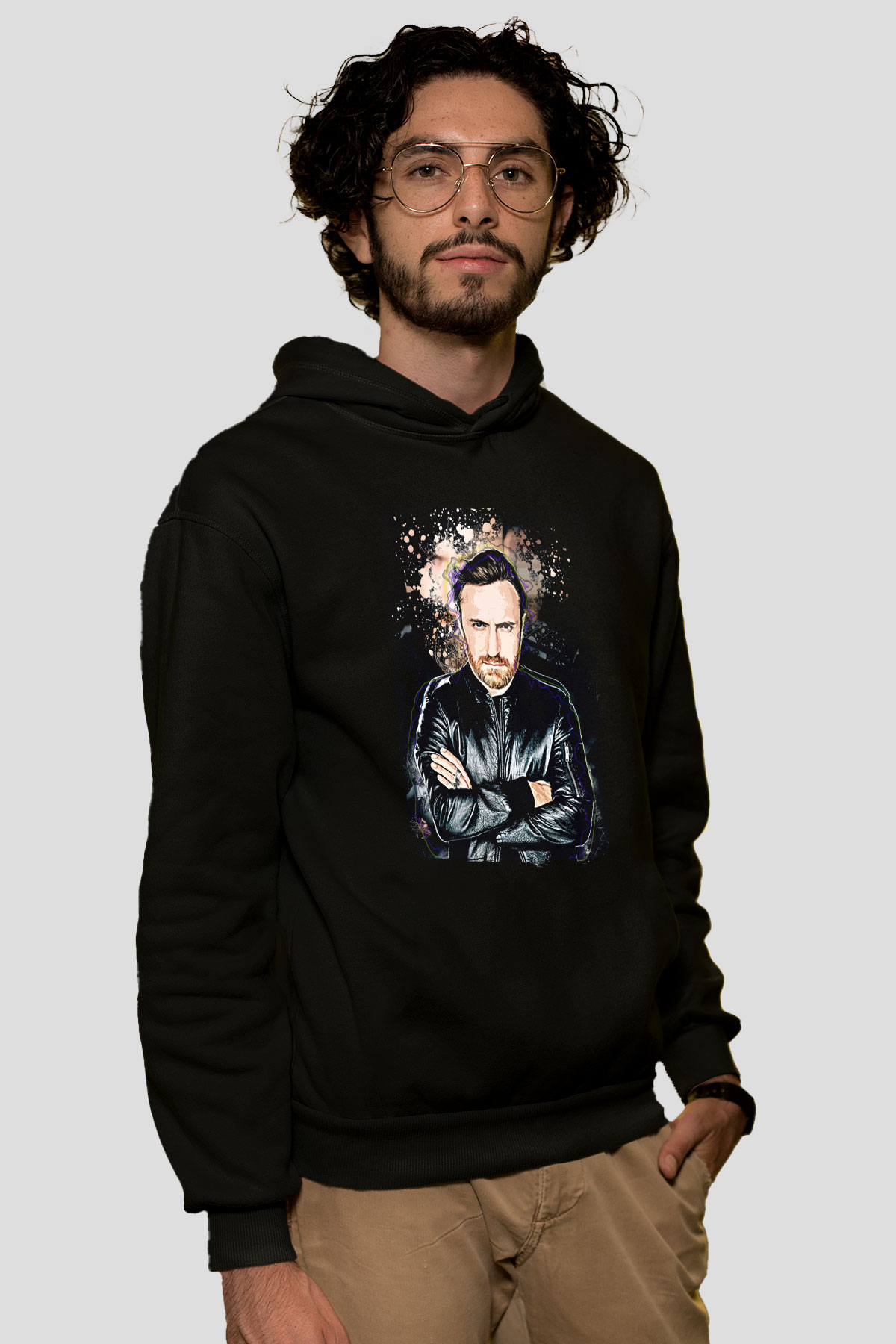 David Guetta Siyah Unisex Kapüşonlu Sweatshirt