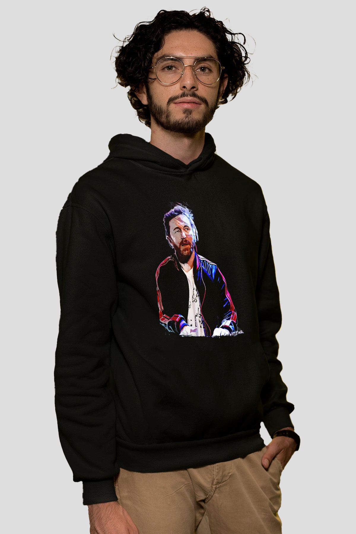 David Guetta Siyah Unisex Kapüşonlu Sweatshirt