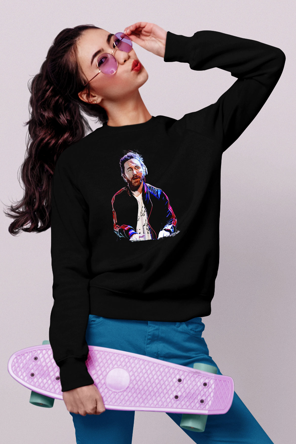 David Guetta Siyah Unisex Sweatshirt