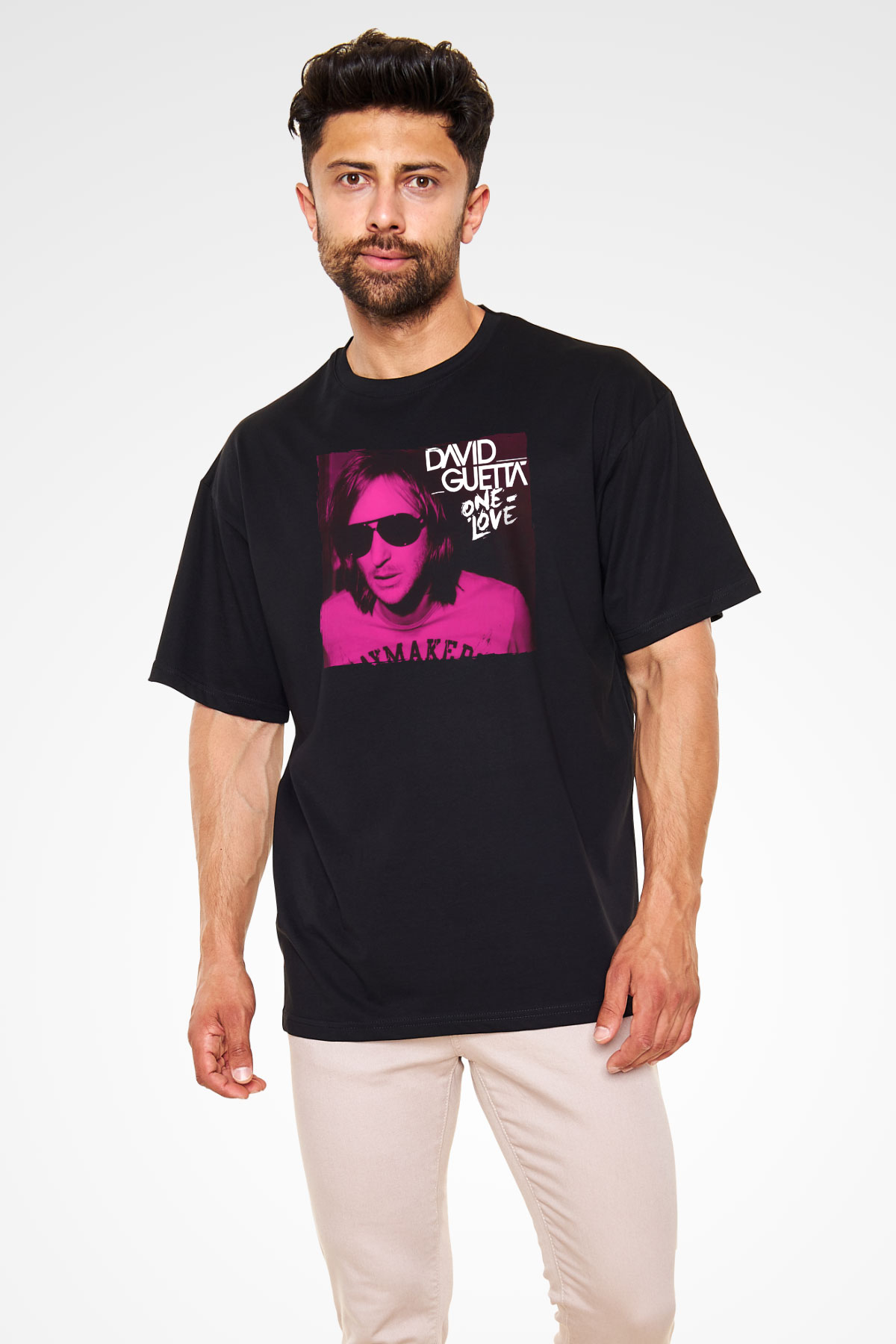 David Guetta Siyah Oversize Tişört Oversize T-shirt - TişörtFabrikası