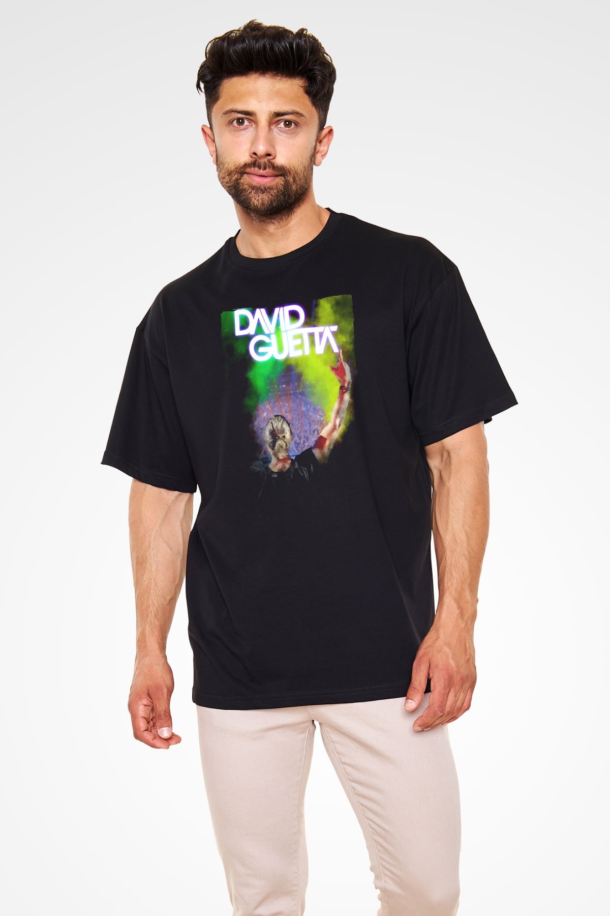David Guetta Siyah Oversize Tişört Oversize T-shirt - TişörtFabrikası