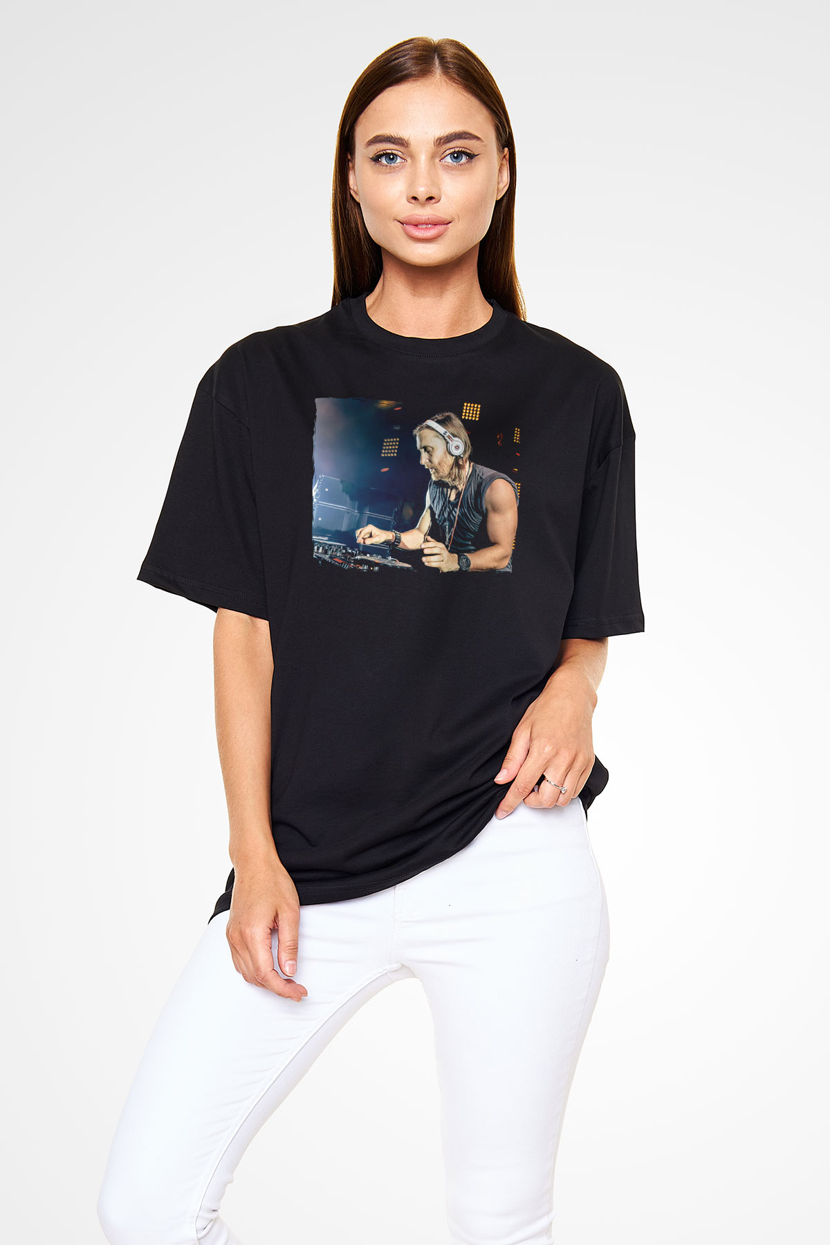 David Guetta Siyah Oversize Tişört Oversize T-shirt - TişörtFabrikası