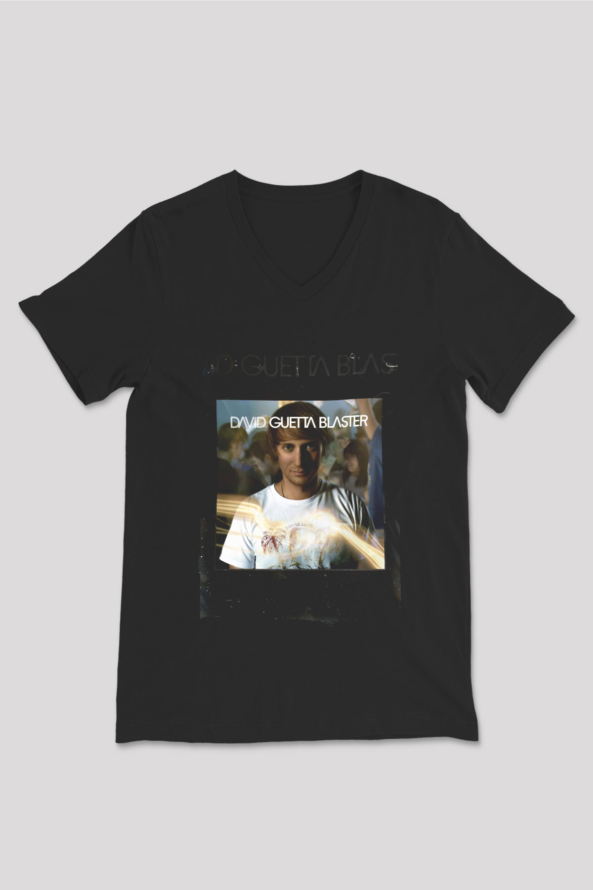 David Guetta Siyah Unisex V Yaka Tişört