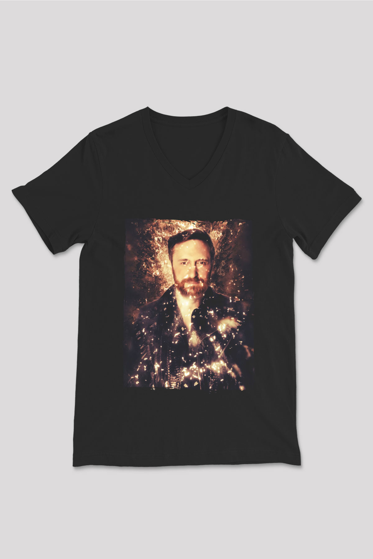 David Guetta Siyah Unisex V Yaka Tişört