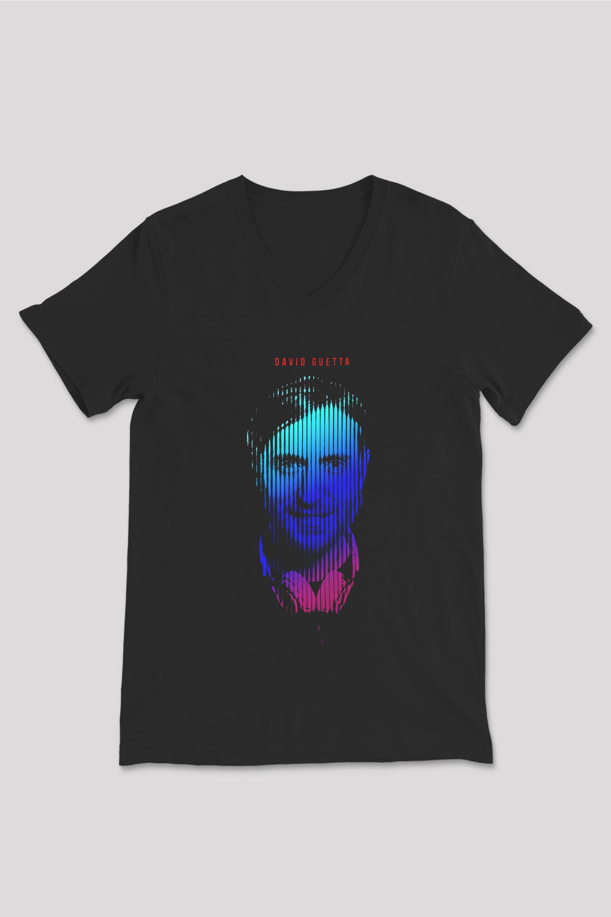 David Guetta Siyah Unisex V Yaka Tişört