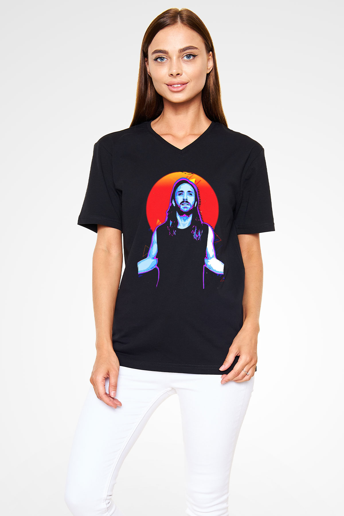 David Guetta Siyah Unisex V Yaka Tişört