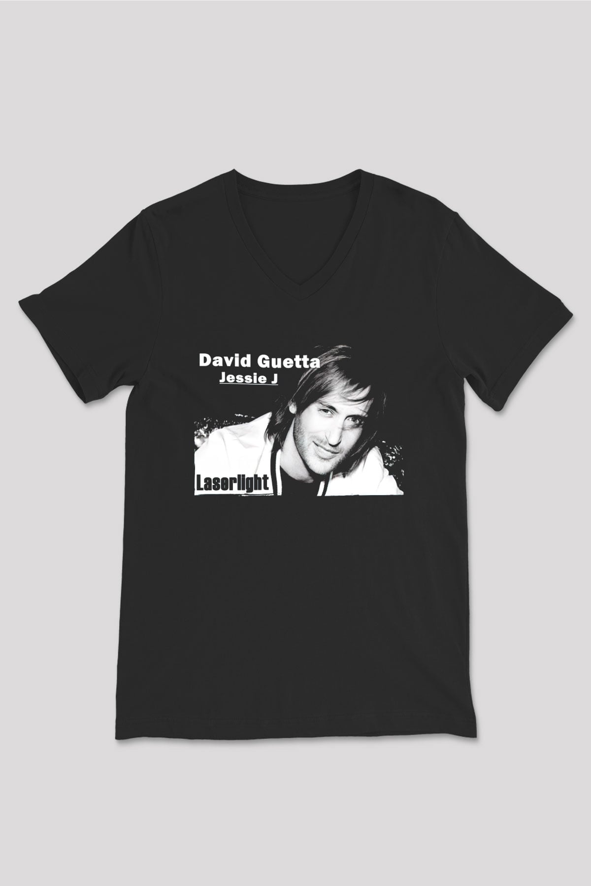 David Guetta Siyah Unisex V Yaka Tişört