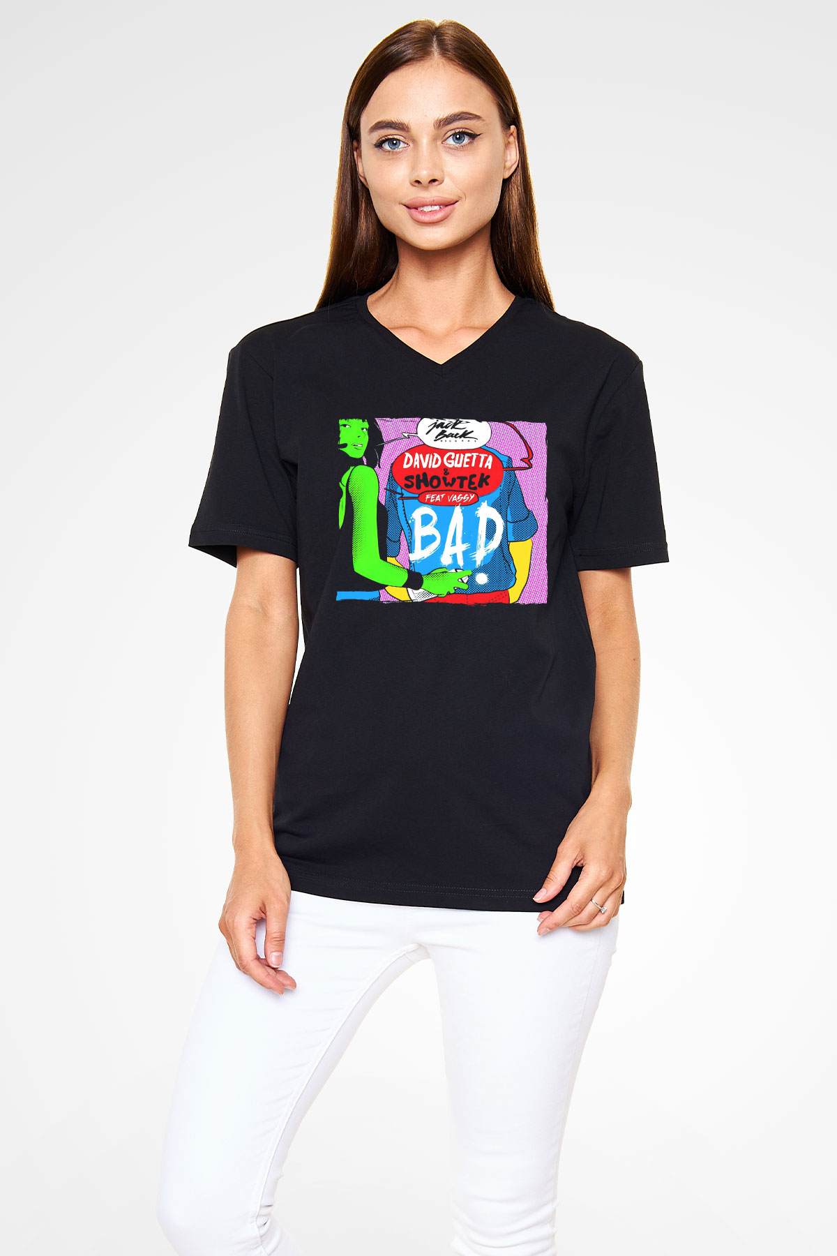 David Guetta Siyah Unisex V Yaka Tişört