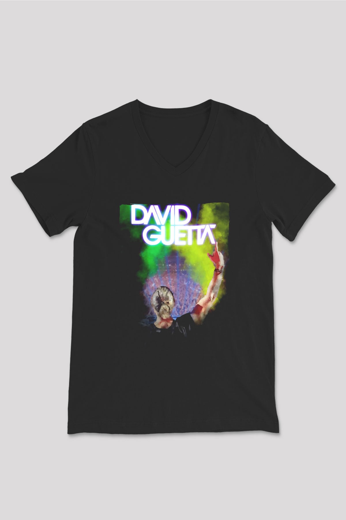 David Guetta Siyah Unisex V Yaka Tişört